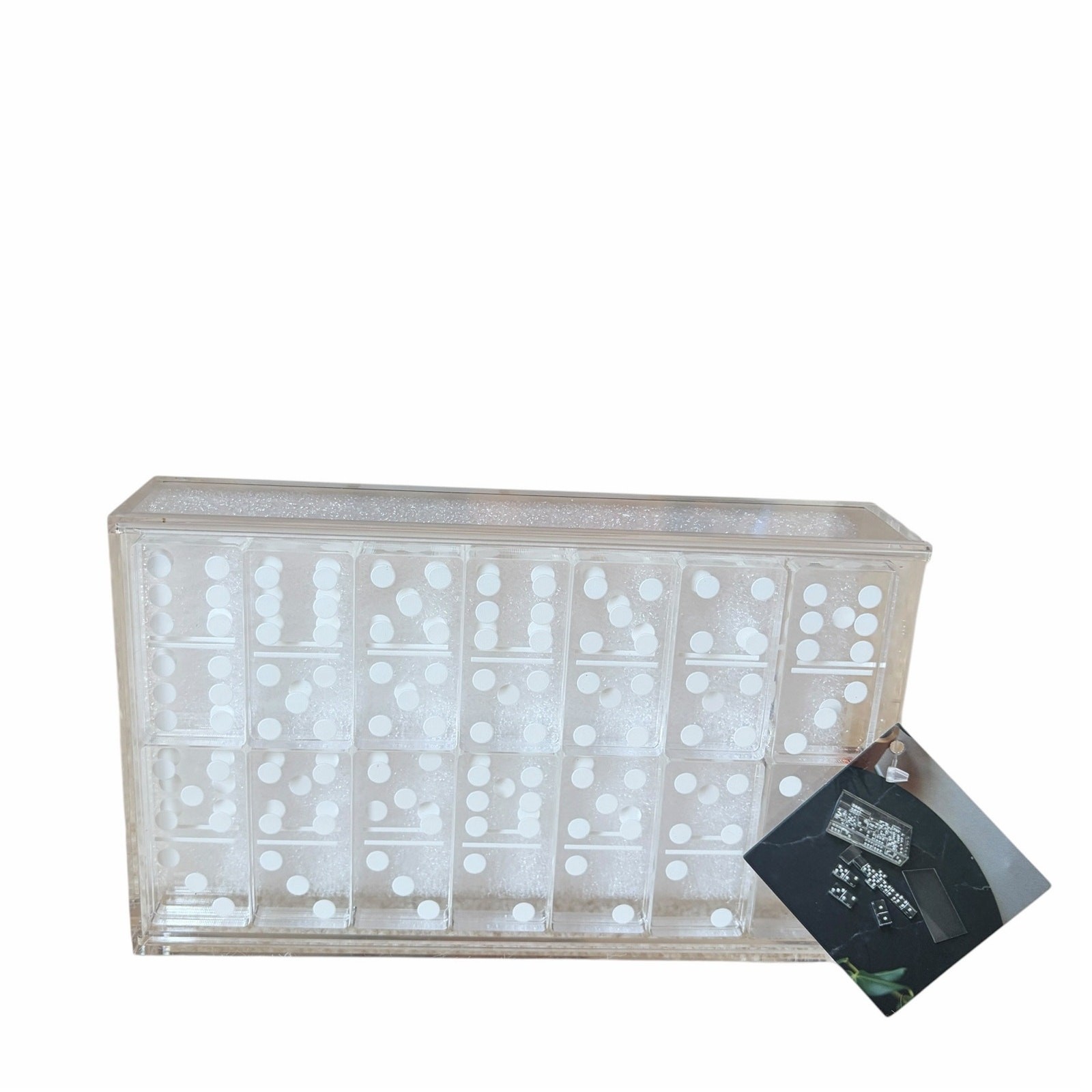 Clear Acrylic Dominoes Game Set in Case 4×7 by Sagebrook Home NEW