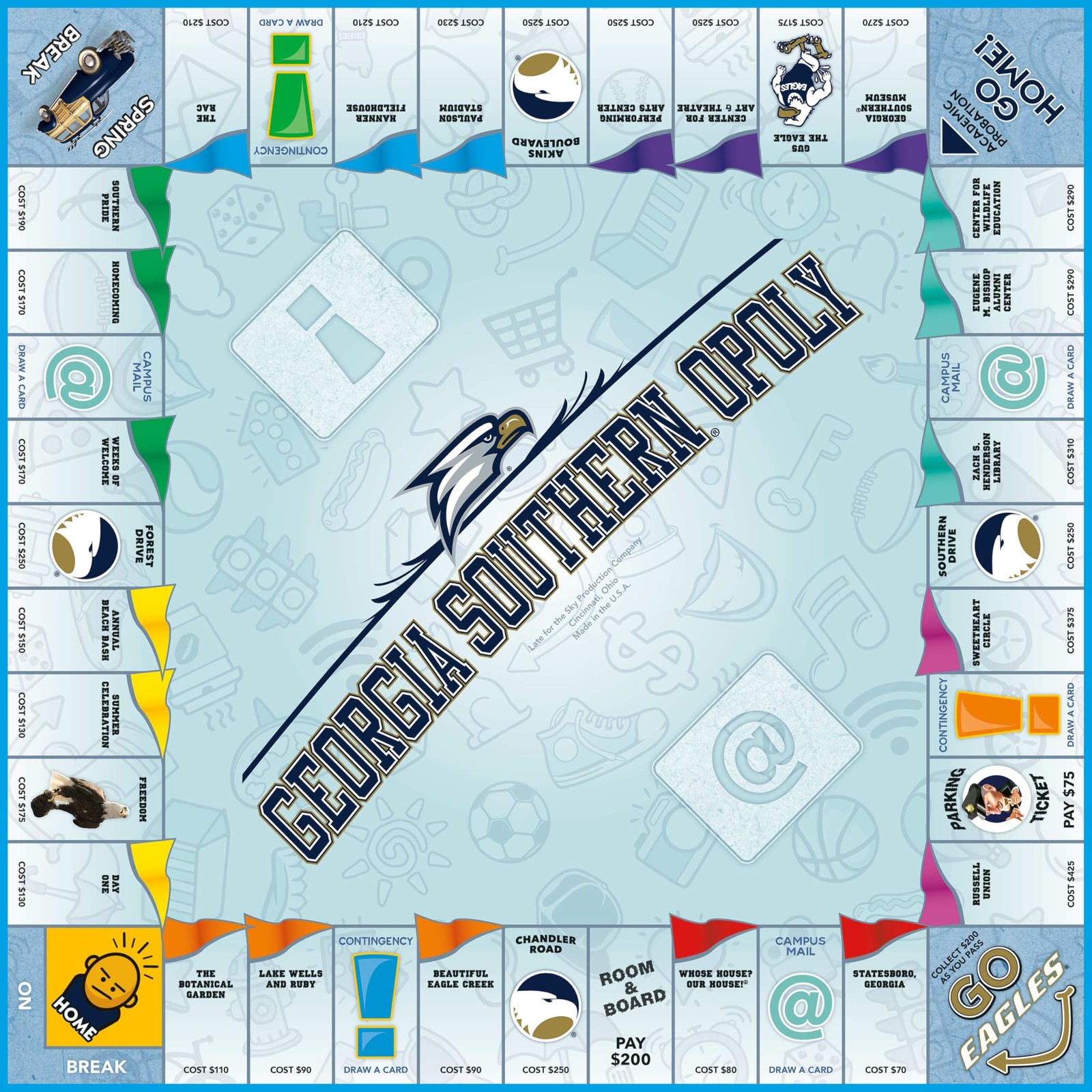 Georgia Southern-Opoly Board Game – University-Themed Opoly Style, Family Str…