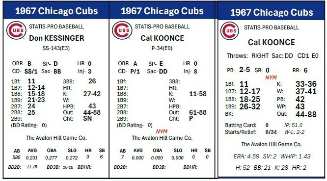 Statis Pro Baseball – 1967 Season Cards