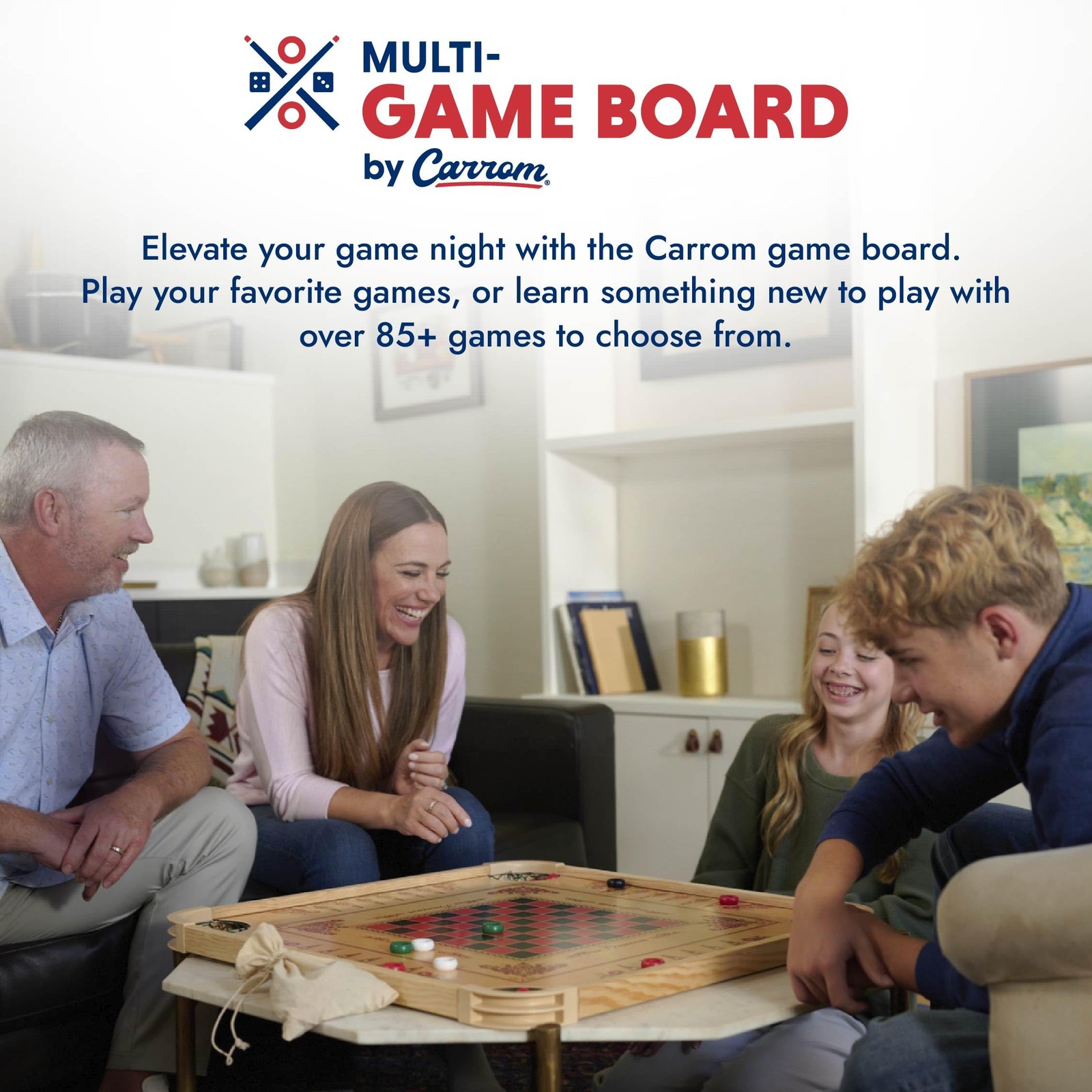 Carrom Board Game Set — Large Board Games for Adults & Children — Over 100 Board