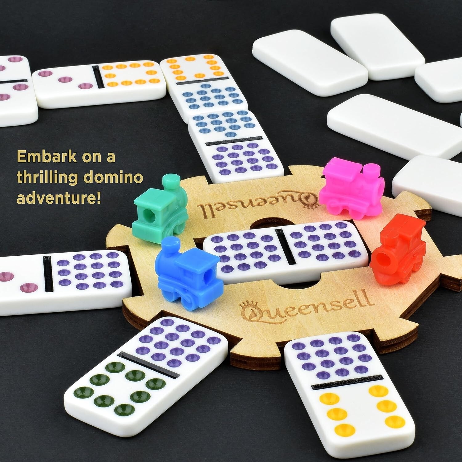 Mexican Train Dominoes Set Double 15, Dominoes Set for Adults and Family, Mex…
