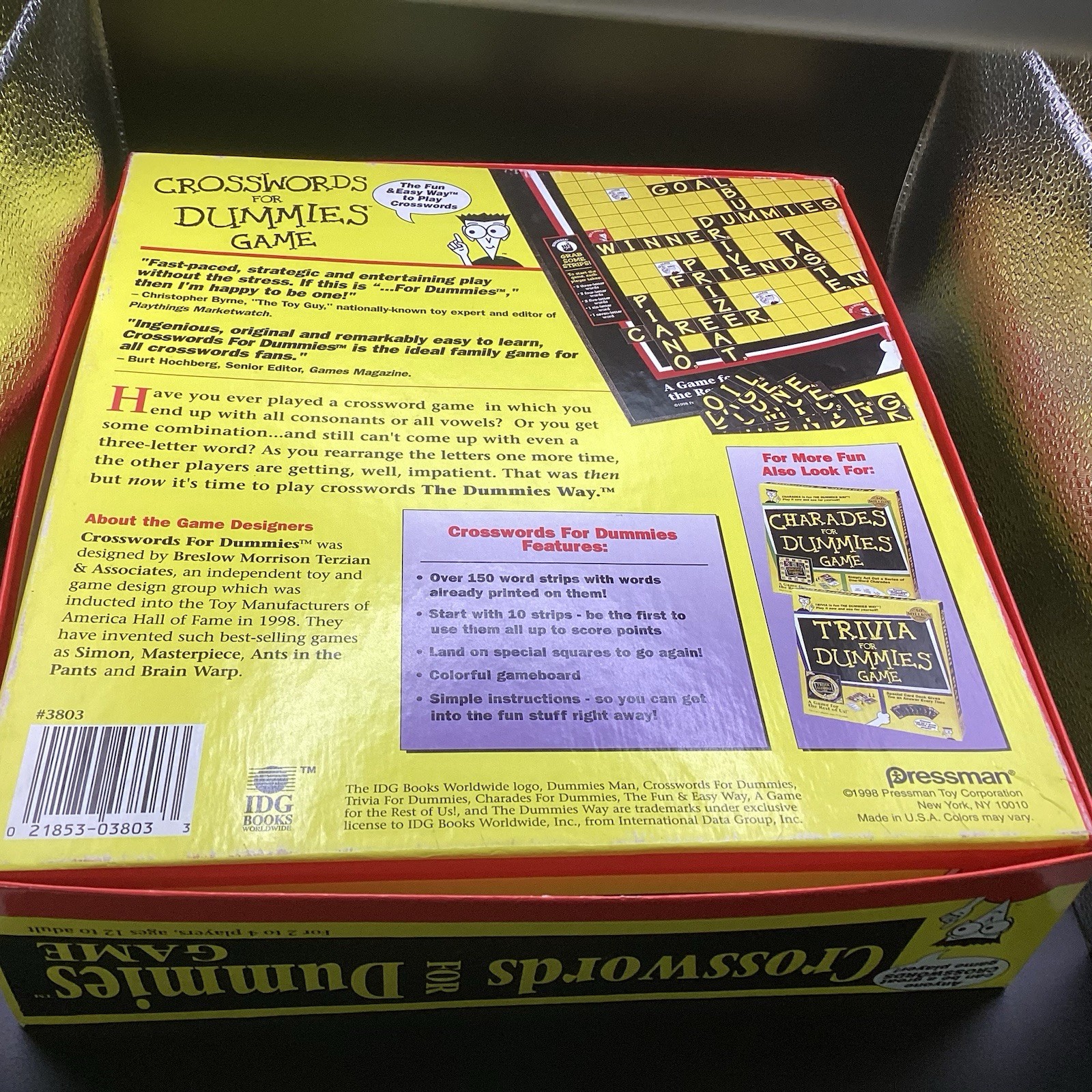 Vintage Pressman Crosswords for Dummies Board Game 1998 2-Player