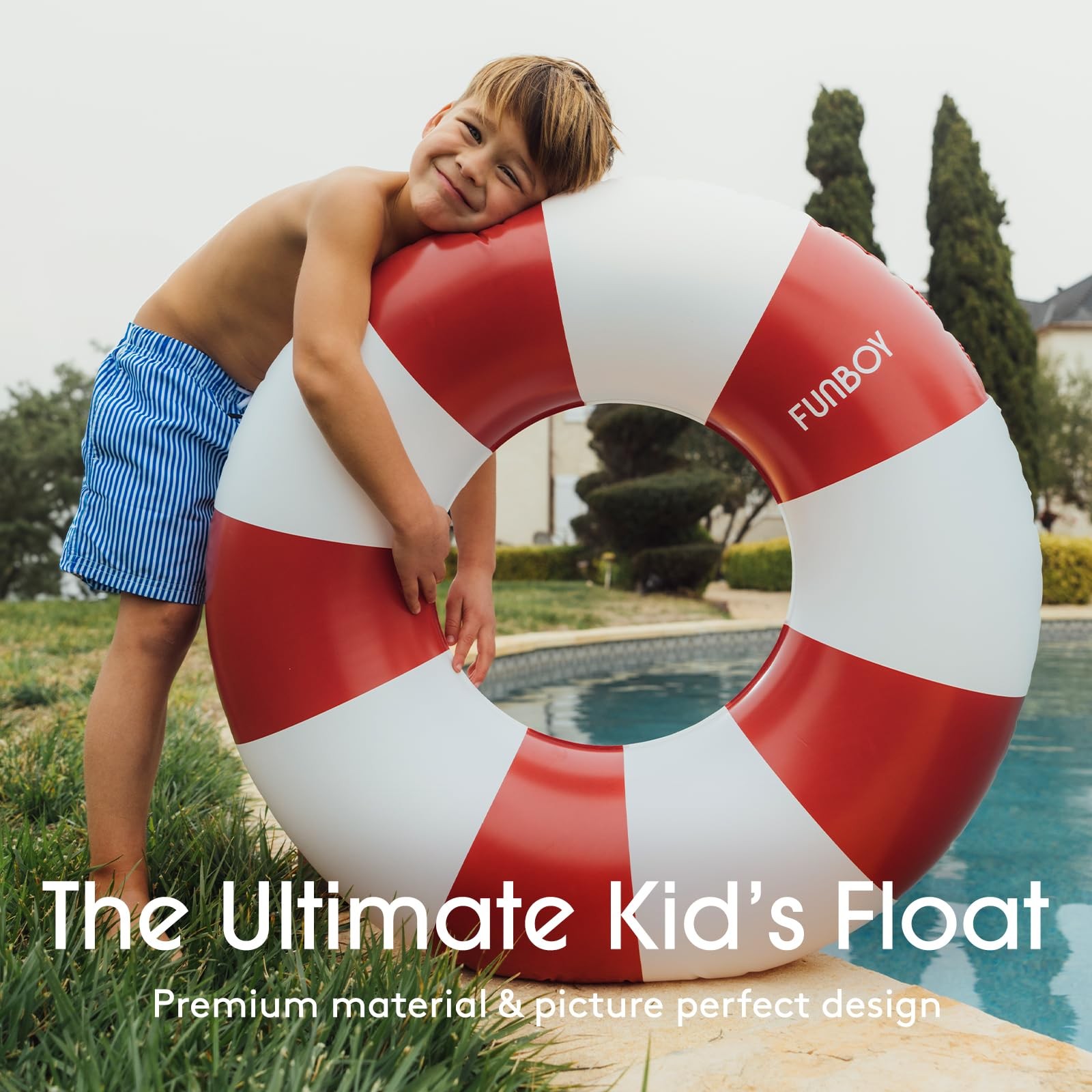 Pool Float Tube 34 Inflatable Kids Swim Ring Red Stripe FUNBOY Vintage Floats
