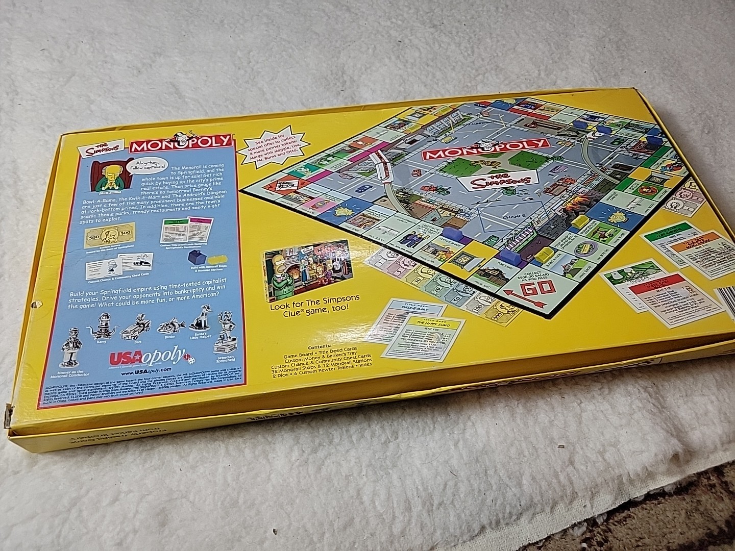 The Simpsons Monopoly Board Game Welcome To Springfield 2001 COMPLETE