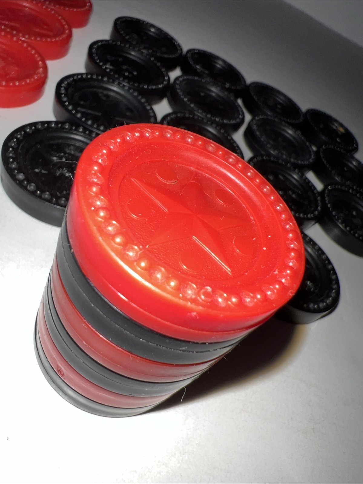 Vintage Lot Of Connect 4 Checker Replacement Game Pieces 18 Black & 16 Red
