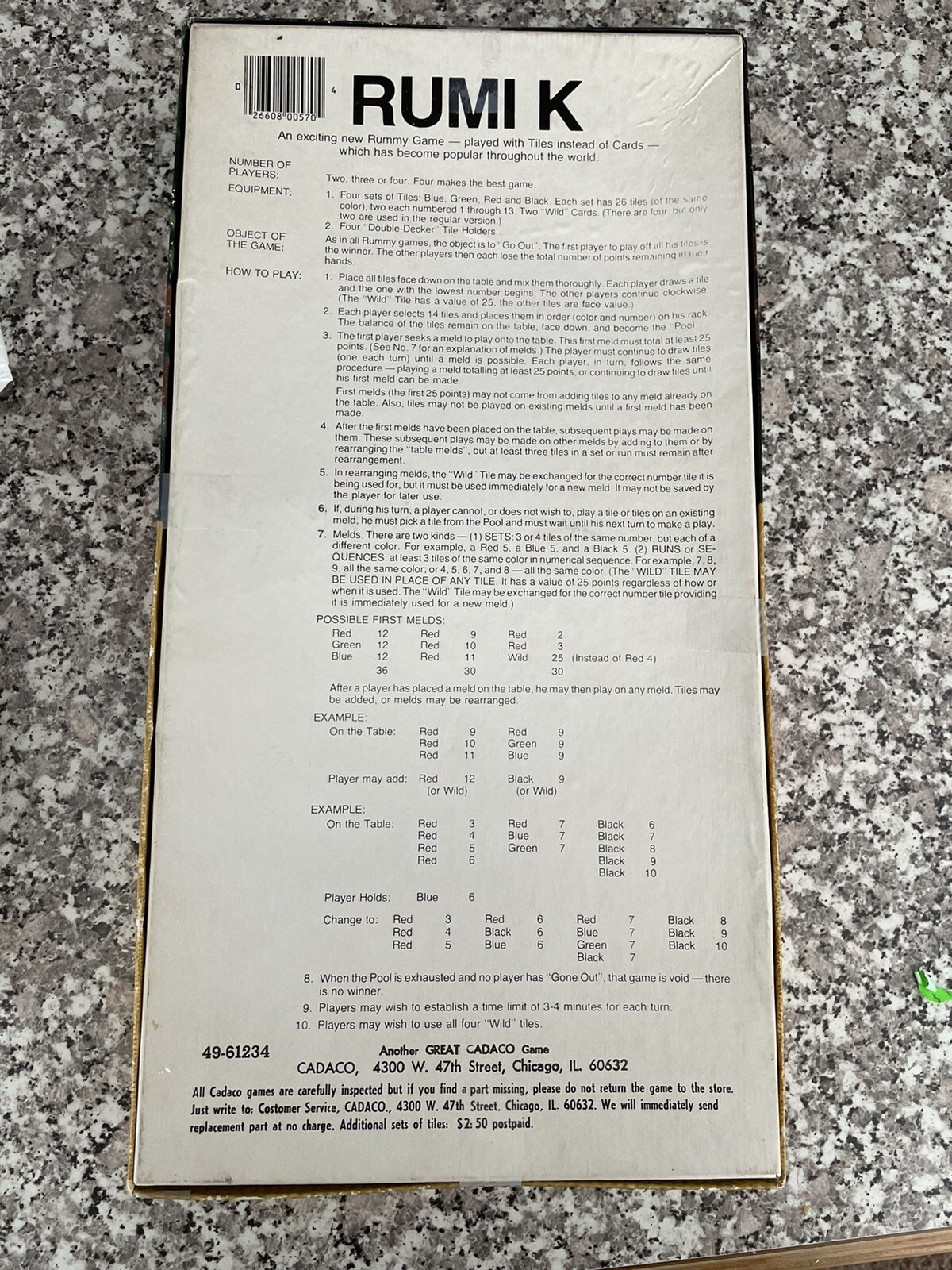 Rumi-K 1977 Vintage Board/Tile Game Rummy Game