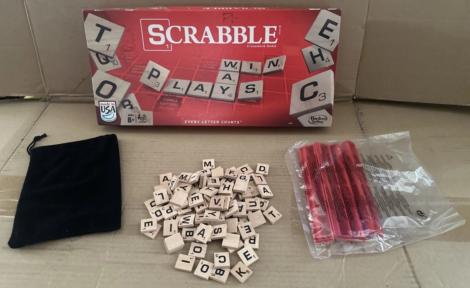 Hasbro Gaming Scrabble Crossword board game A8166 intact AND complete 100 TILES