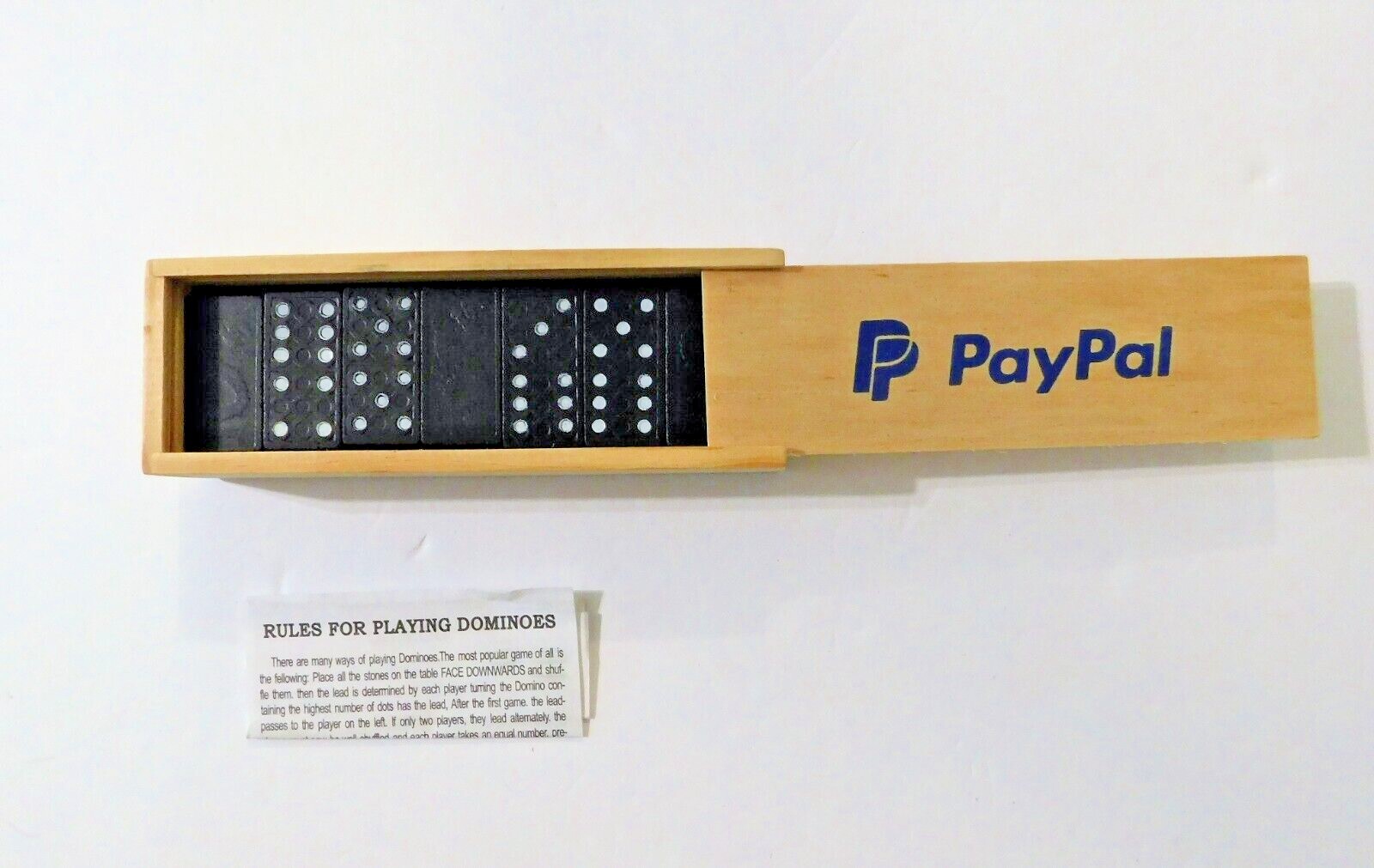 PayPal Branded Swag Double Six Domino Set Wooden Box New