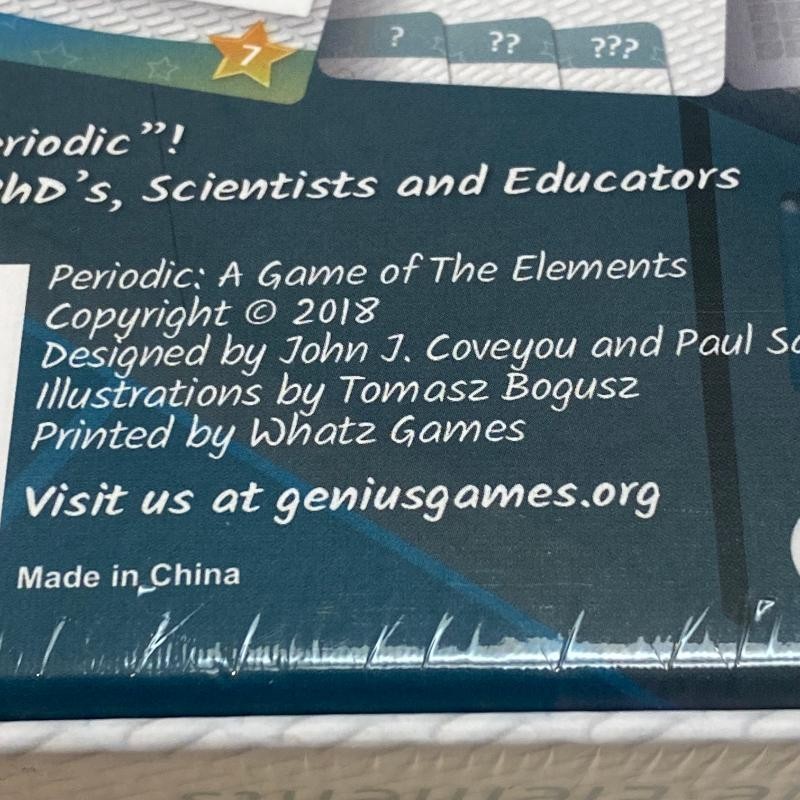 Periodic: A Game of The Elements Genius Board Games Ages 10+ NEW SEALED