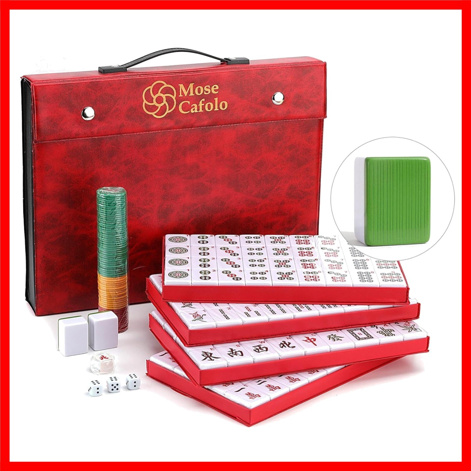 Professional Chinese Mahjong Game Set 146 Numbered Large Size Tiles with Carr…