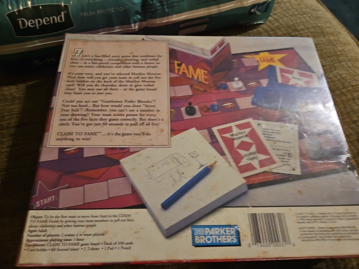 Claim To fame game parker brothers Family Fun Board Game 90s Classic Games Vtg