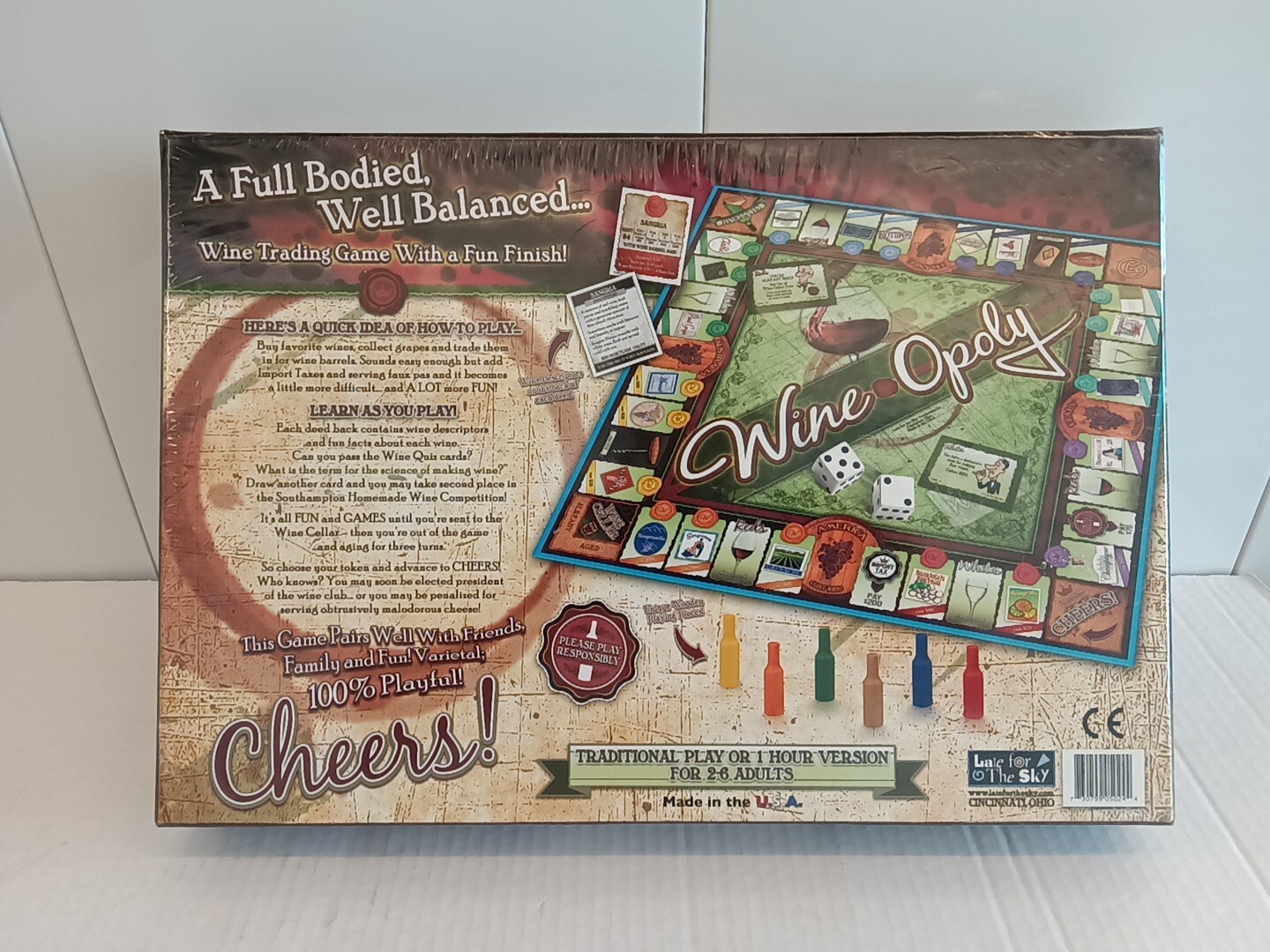 WineOpoly A Game of Cork Popping Fun Boardgame Wine Trading Monopoly Type NEW