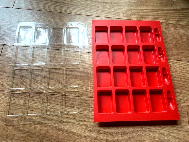 lot of 2 Avalon Hill counter trays; red color, detached lid; excellent condition