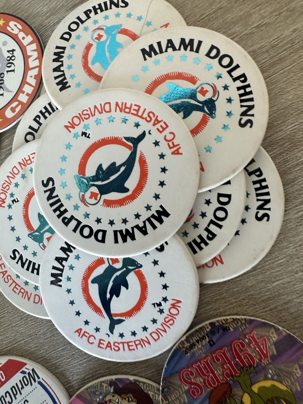 Vintage 90s Sports Pogs Lot 28 Dolphins Shaq World Cup Olympics