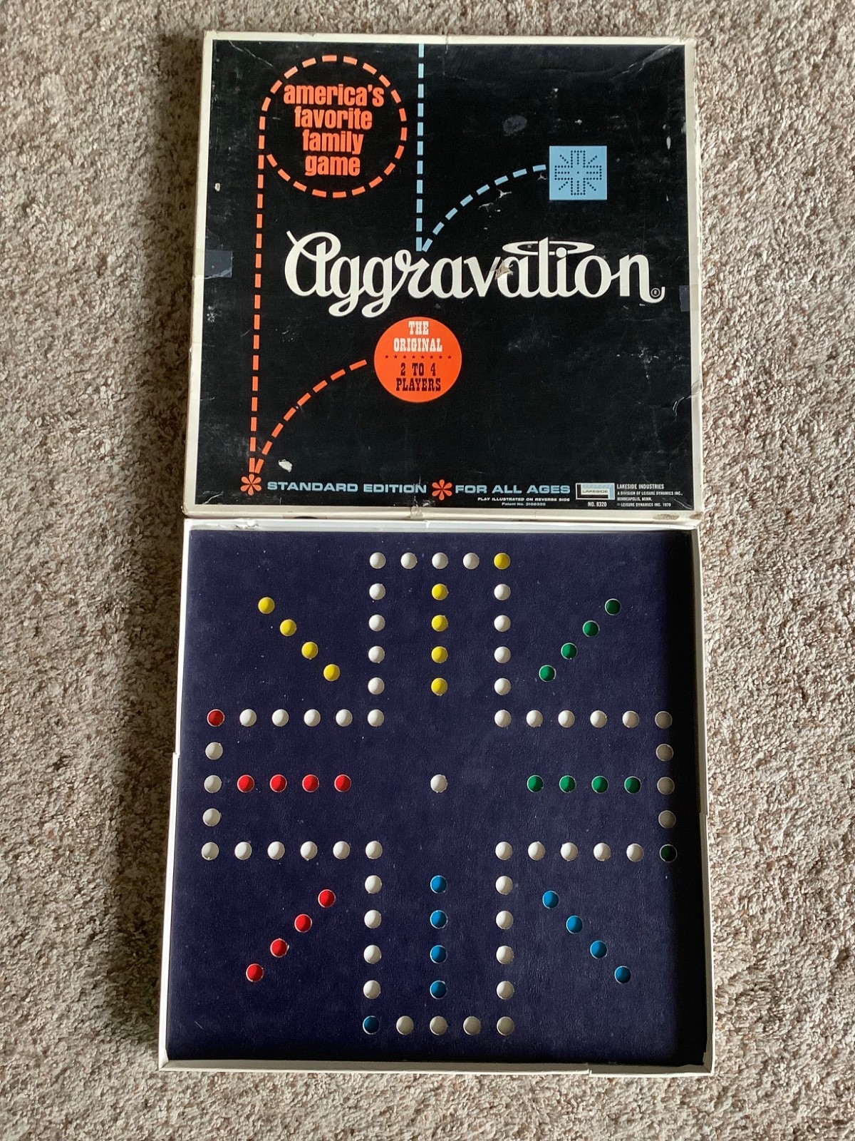 Vintage AGGRAVATION Marble BOARD GAME Lakeside 1970 Complete 16 Marbles 4 Dice