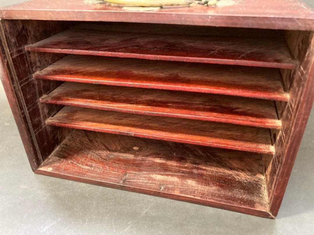 Antique Chinese Mahjong Set Bone Bamboo Houun Carved Wood Case Vintage 1920s
