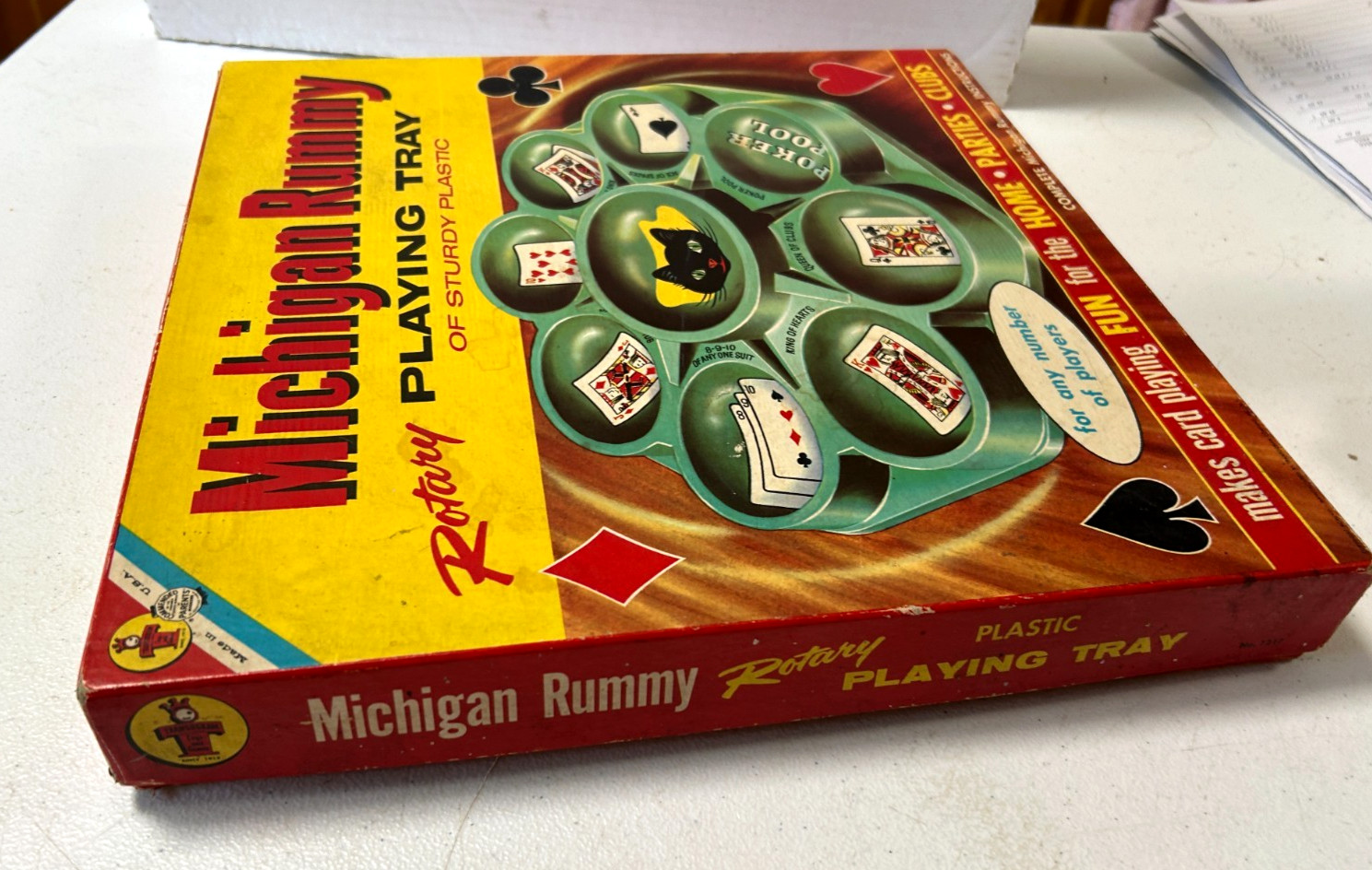 Vintage 1958 Michigan Rummy Playing Tray, Transogram Comp NY Very Nice Cond