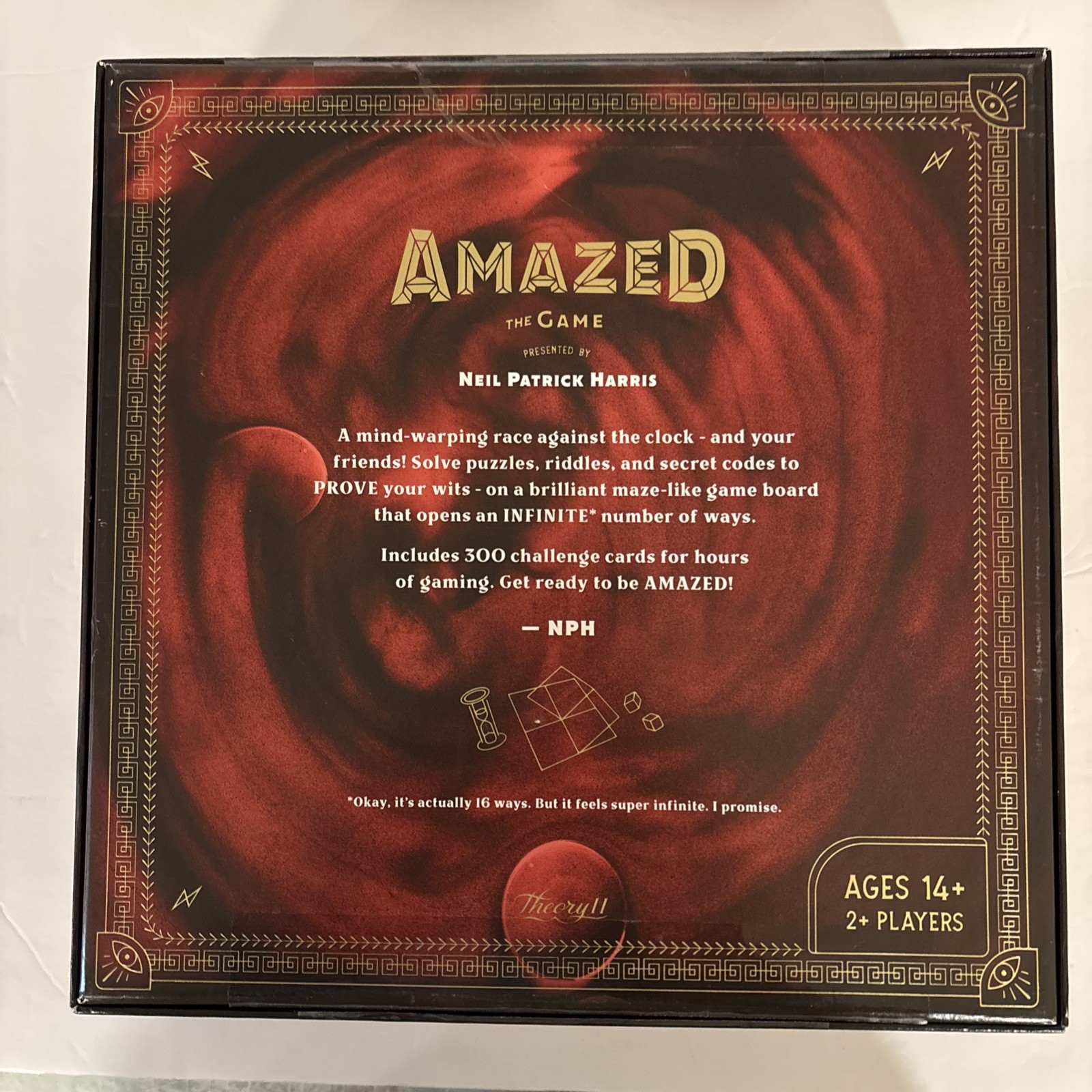 AMAZED the Game COMPLETE Theory11 2018 Neil Patrick Harris Puzzles Riddles EUC