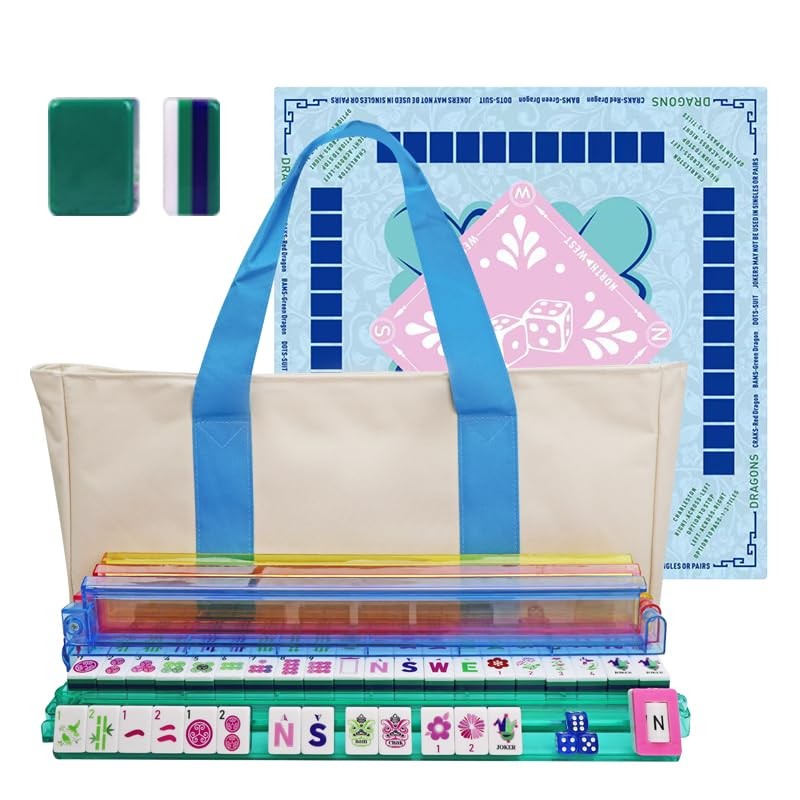 American Mahjong Game Set, Portable Carrying Bag,Acrylic 160 Tiles,Western Ma…
