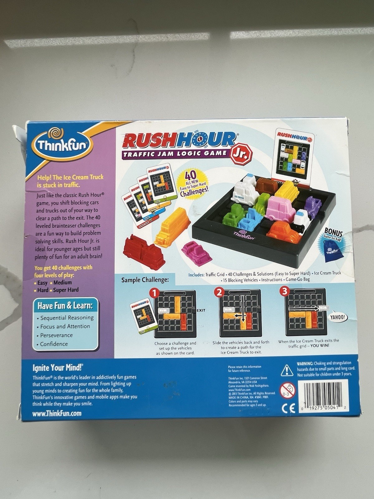 Rush Hour Jr. Traffic Jam Logic Game ThinkFun Puzzle Police Ice Cream Truck