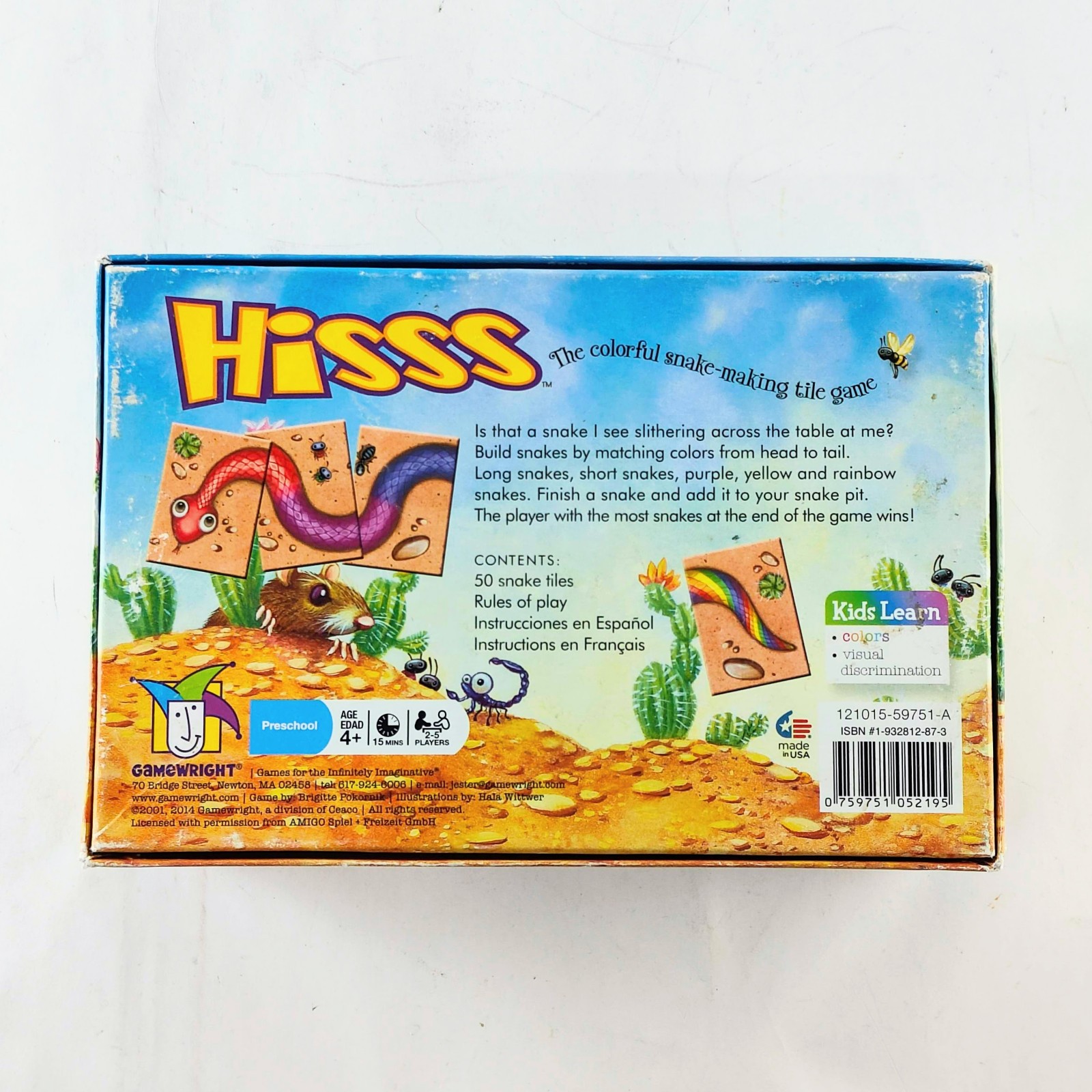 Hisss The Colorful Snake Matching Tile Game Gamewright Hiss Missing Instructions