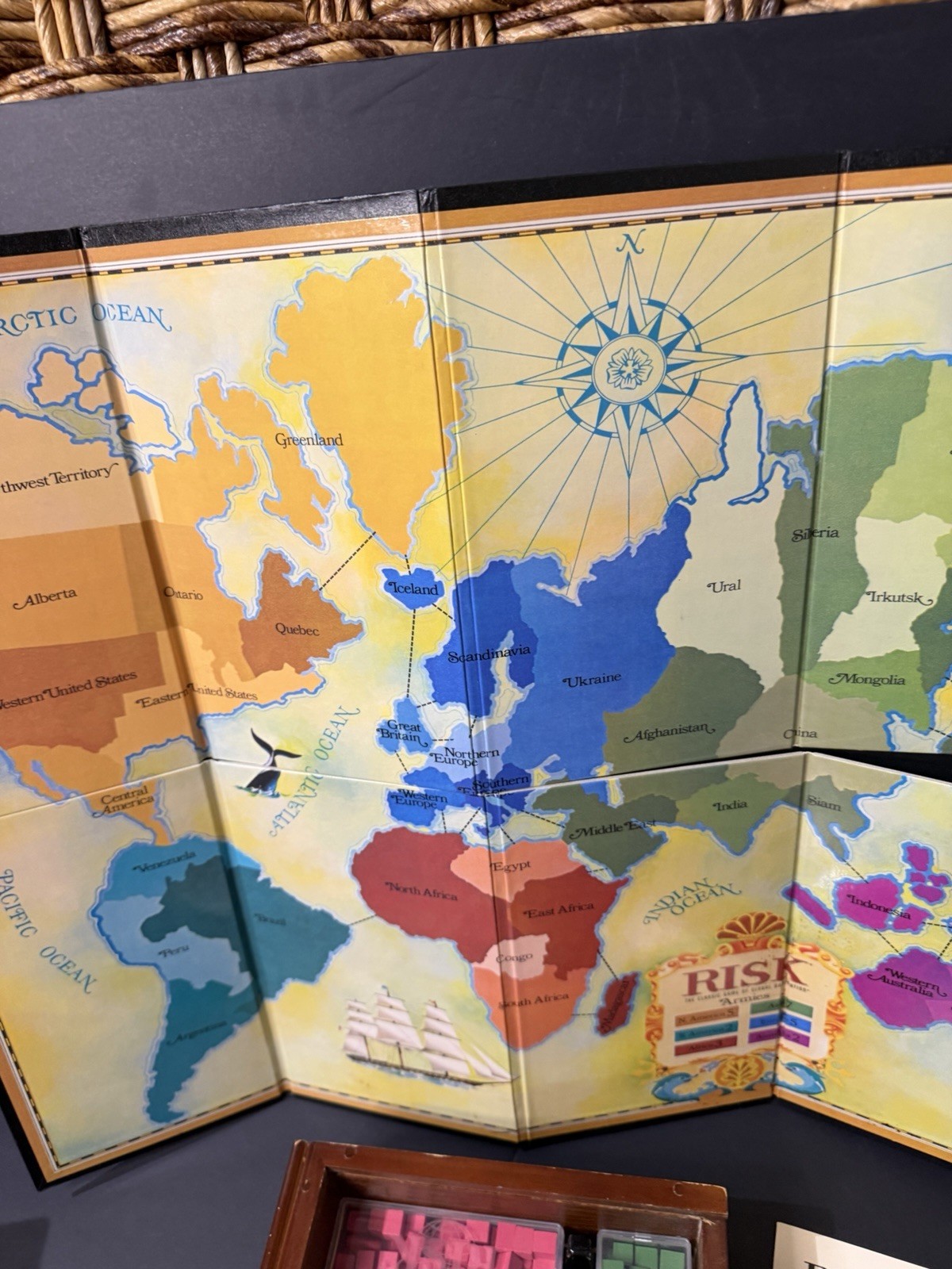 RISK The Classic Game of Global Domination Board Wooden Book Box Parker Brothers