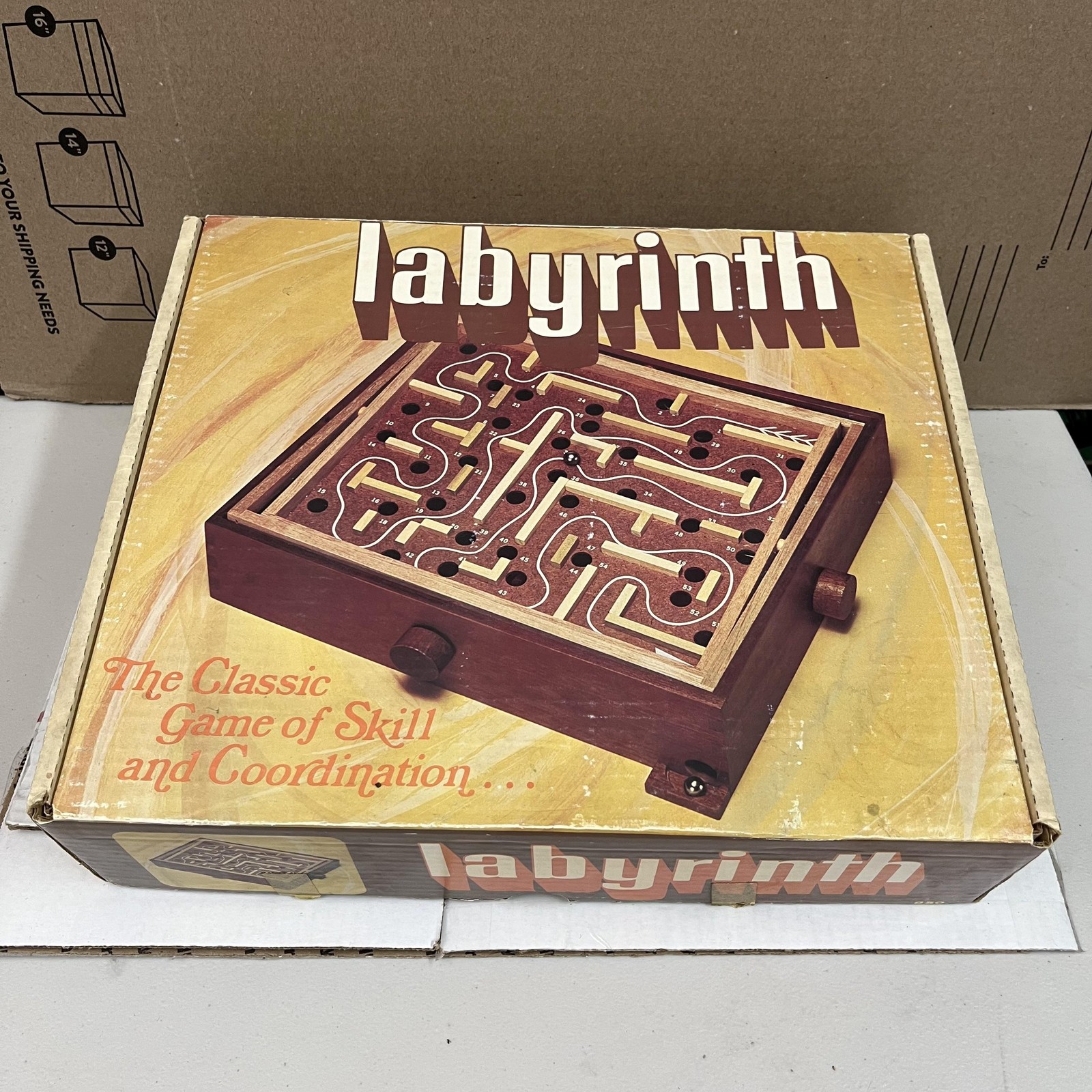 Vintage Labyrinth Wooden Marble Maze Classic Skill Coordination Game 850 W Box