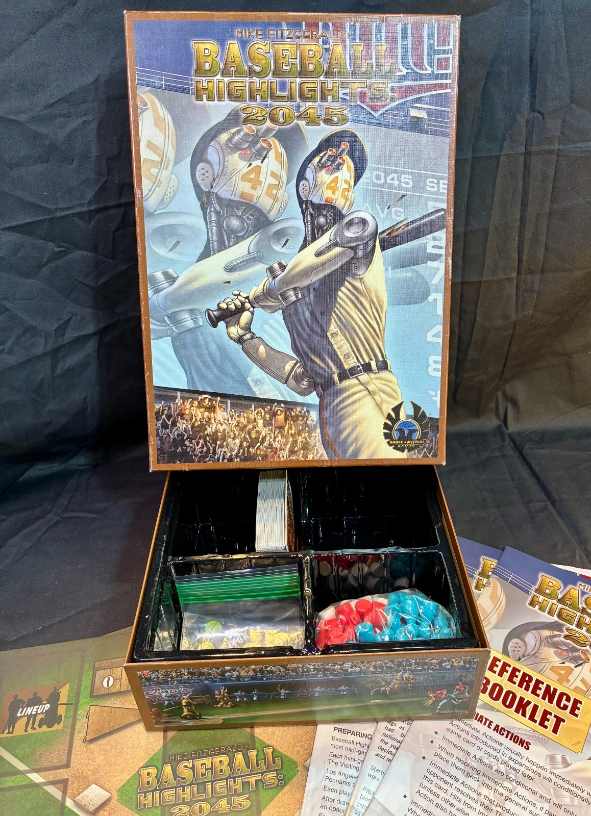 BASEBALL HIGHLIGHTS 2045 Card & Board Game – 2014 Eagle-Gryphon Games COMPLETE