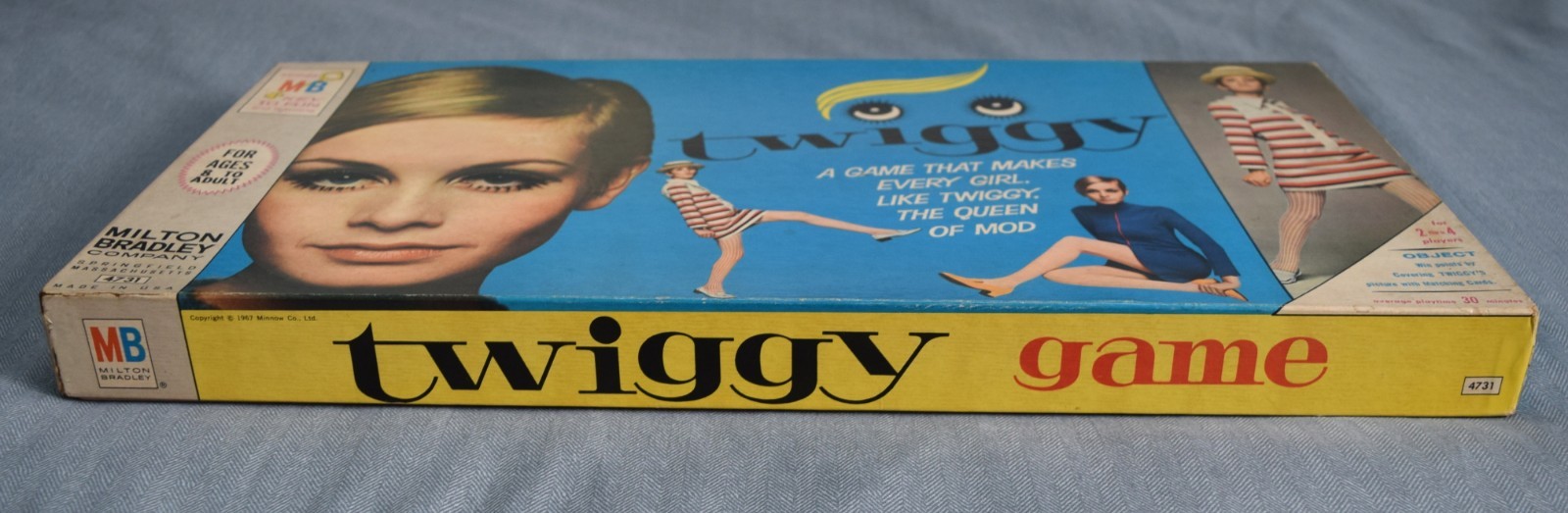COMPLETE Vintage Twiggy Board Game 1960s 1967 MB Milton Bradley Queen of Mod