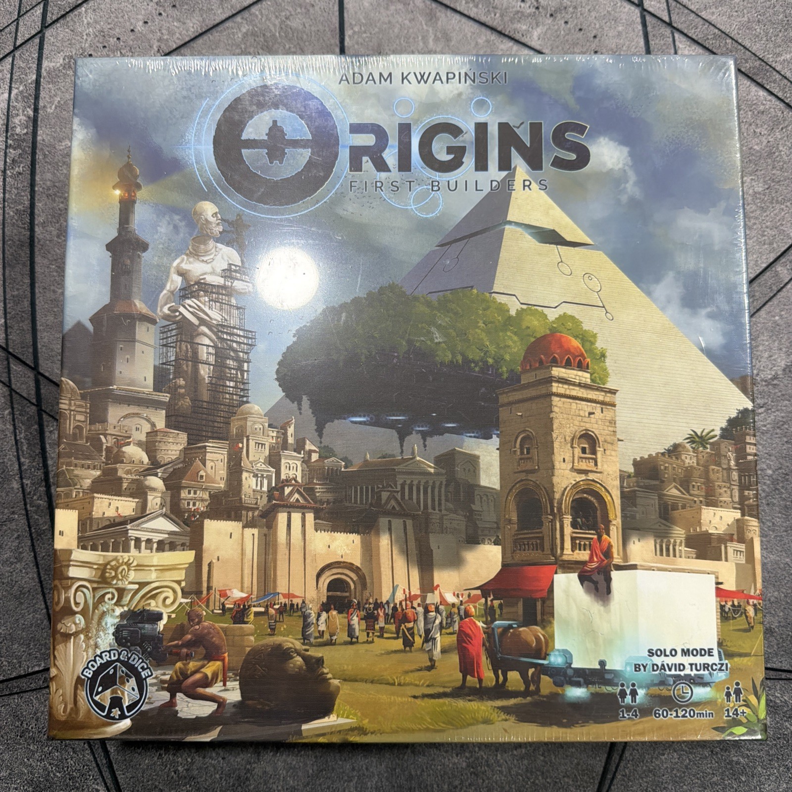 Origins First Builders Strategy Board Game New Board & Dice damaged box