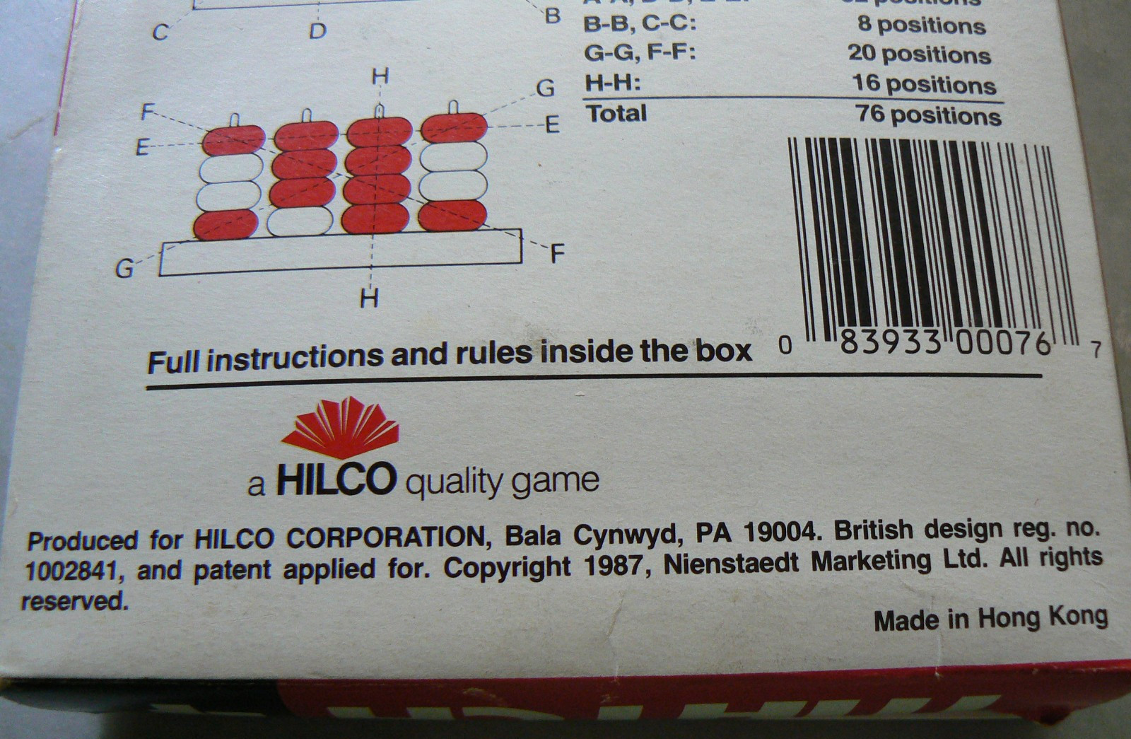 MATCH 4 – Battle of Wits! Vintage Game from 1987 by Hilco -Think game -COMPLETE