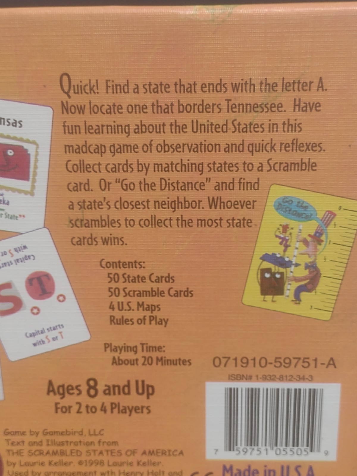 Scrambled States of America Game Whimsical Mad Dashing Geography Gamewright 2010