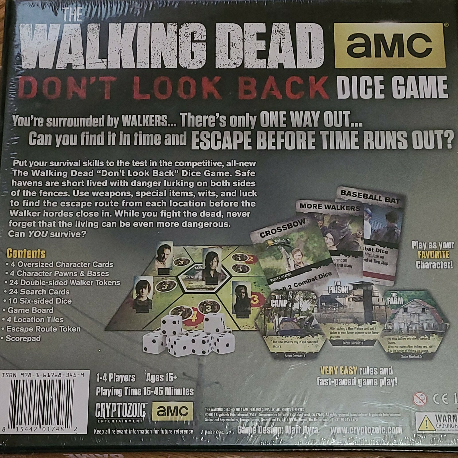 NEW SEALED Cryptozoic AMC The Walking Dead Don’t Look Back Dice Board Game