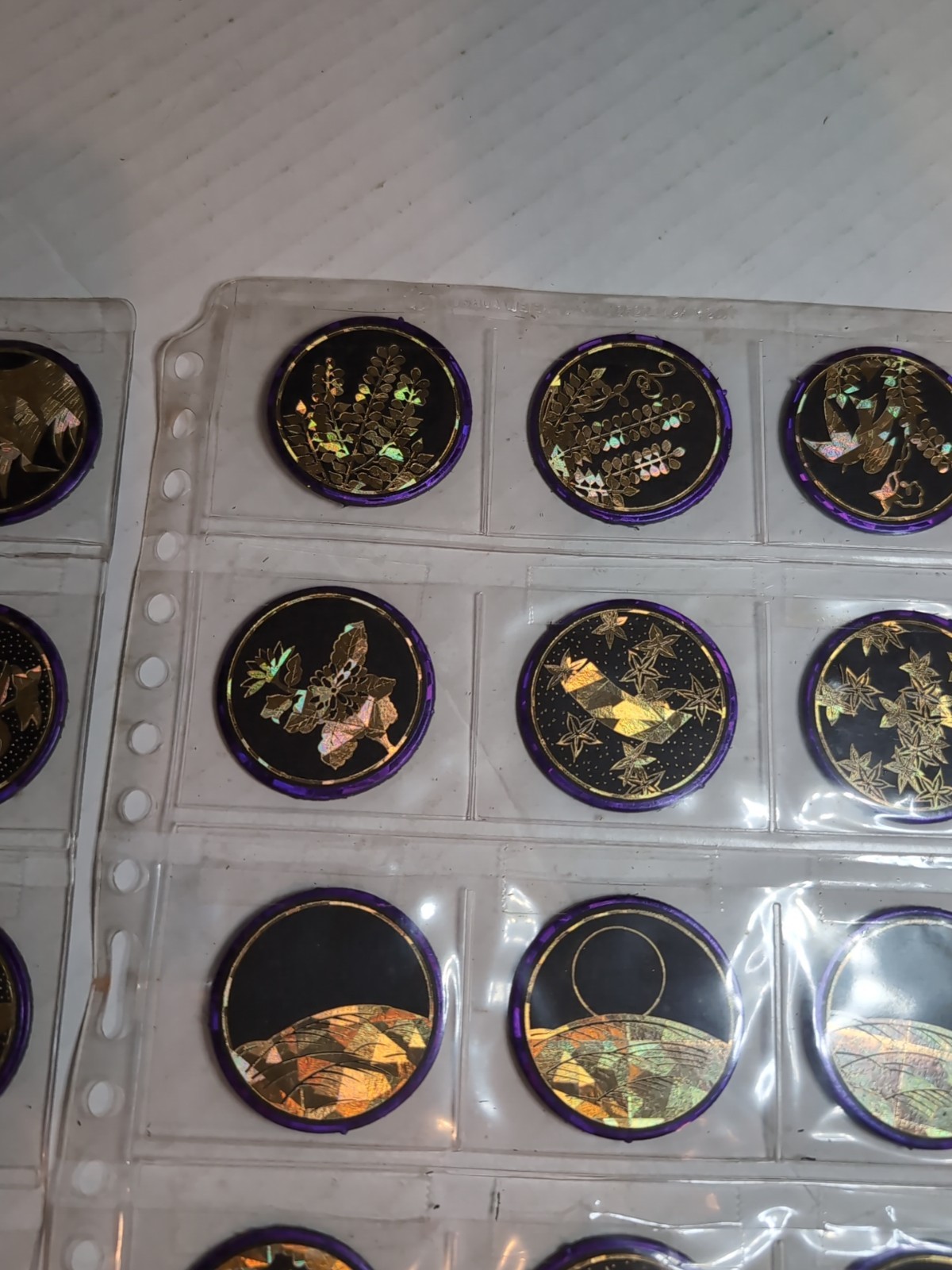 Pogs Pogs Lot Hanafuda Japanese Hawaii Set Of 48 Loose Black Purple Gold