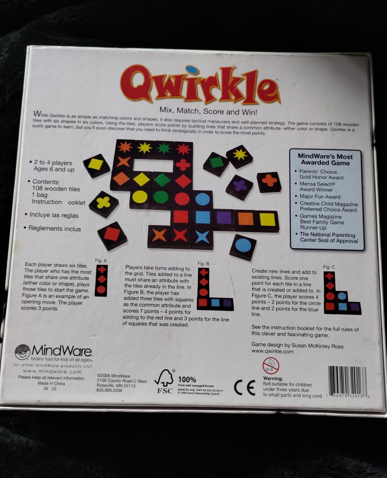 Qwirkle Tile Game – Mix, Match, Score and Win! Mindware 2006 Fun, strategy, easy