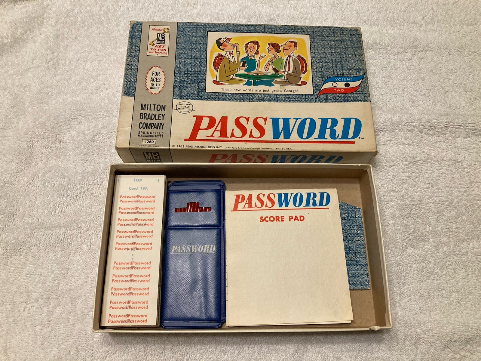 Vintage 1962 Password Game, No. 4260, Complete Set, Milton Bradley Co., USA.