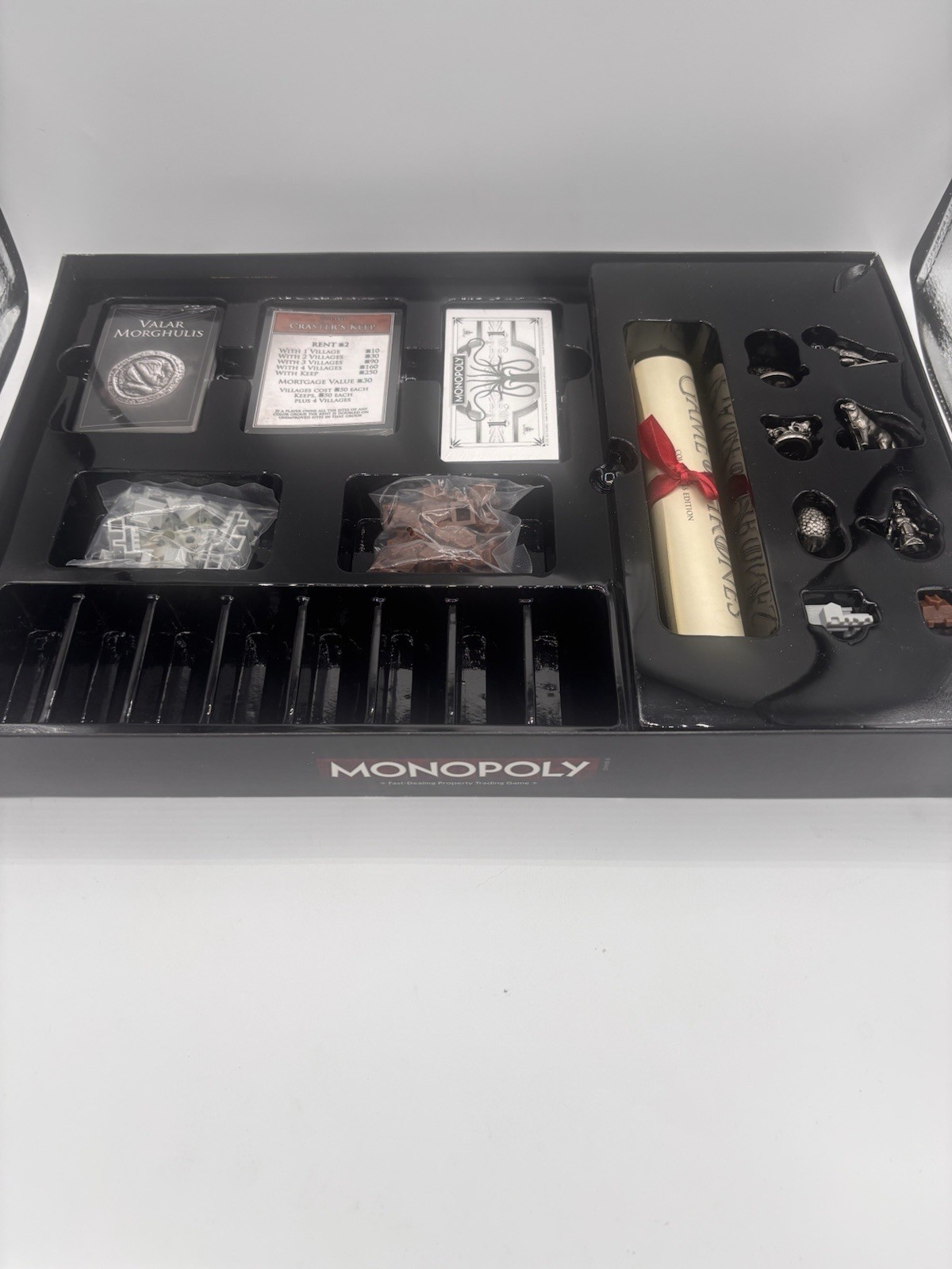 Monopoly Game of Thrones Collector’s Edition – Board Game Box Open Contents New