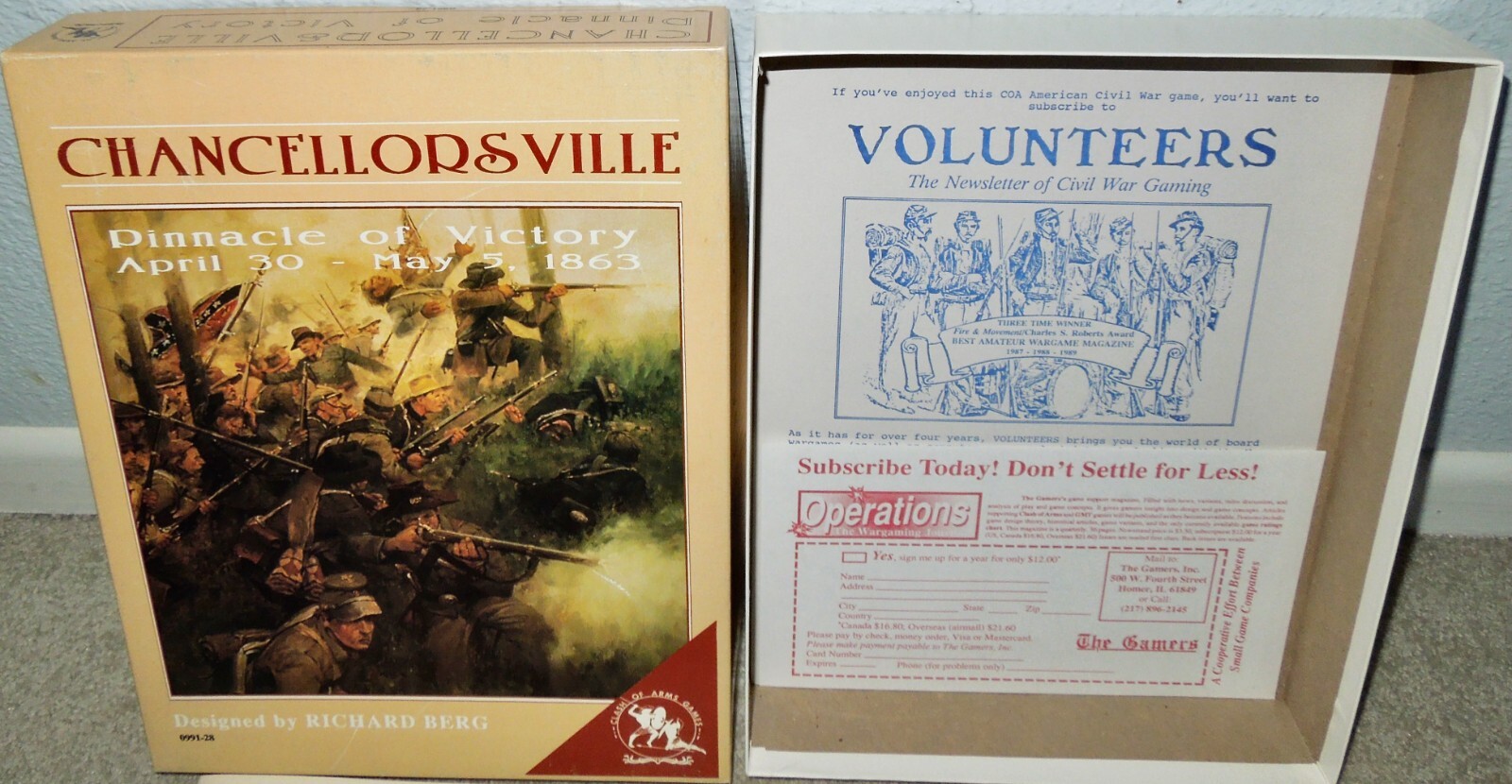 1992 Clash of Arms Games Chancellorsville: Pinnacle of Victory, ACW Game Unpunch