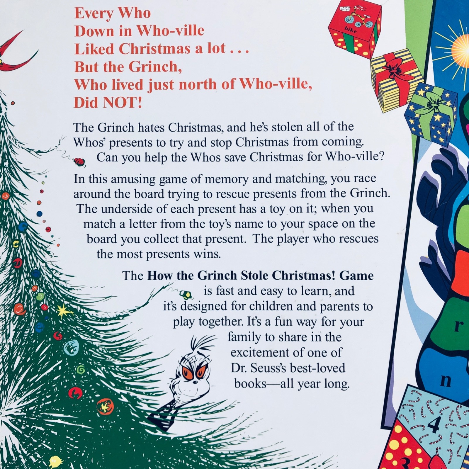 How the Grinch Stole Christmas Dr. Seuss Board Game Complete 1997 First Ed