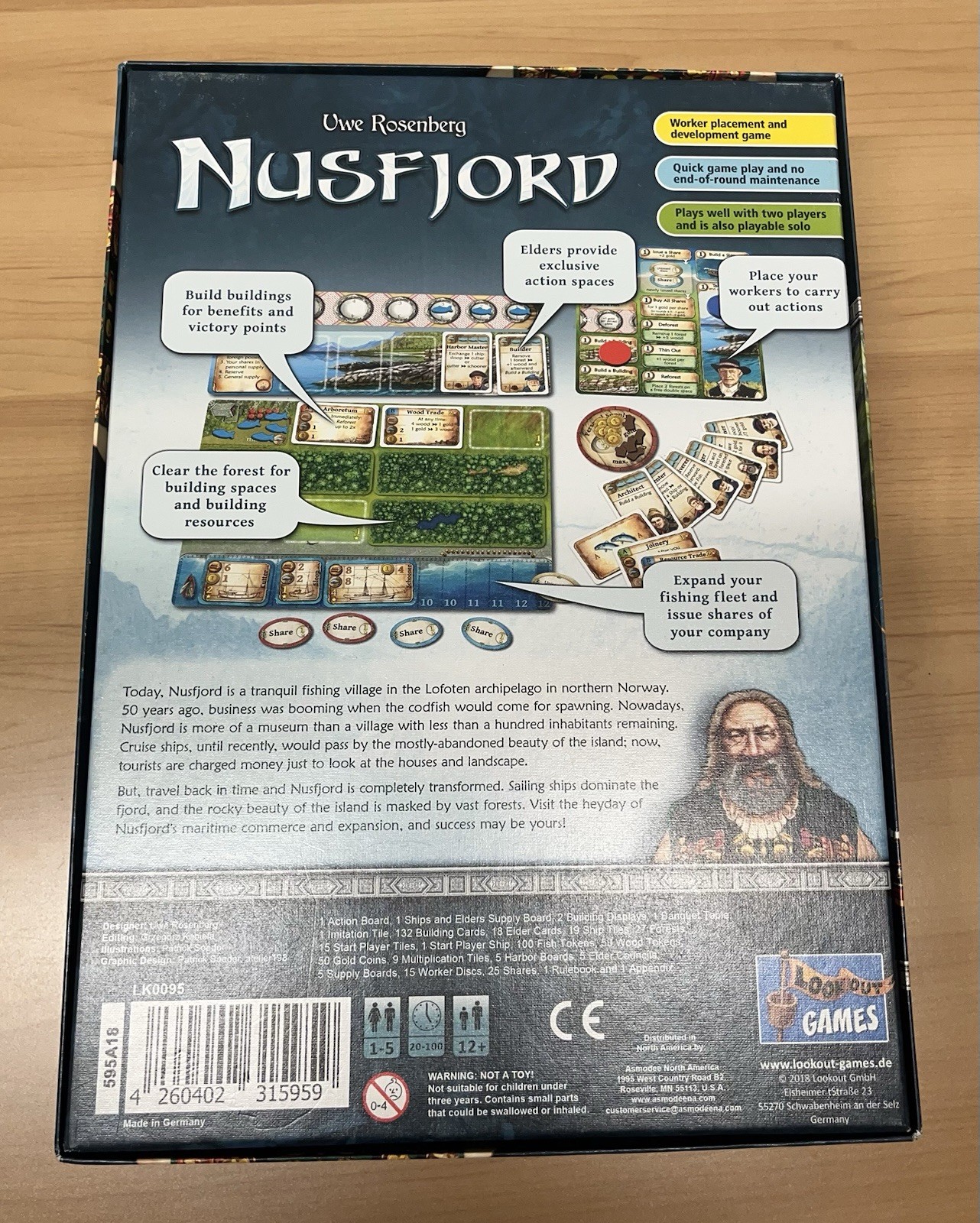 Nusfjord Board Game With Metal Coins And Plaice And Salmon Expansion Decks