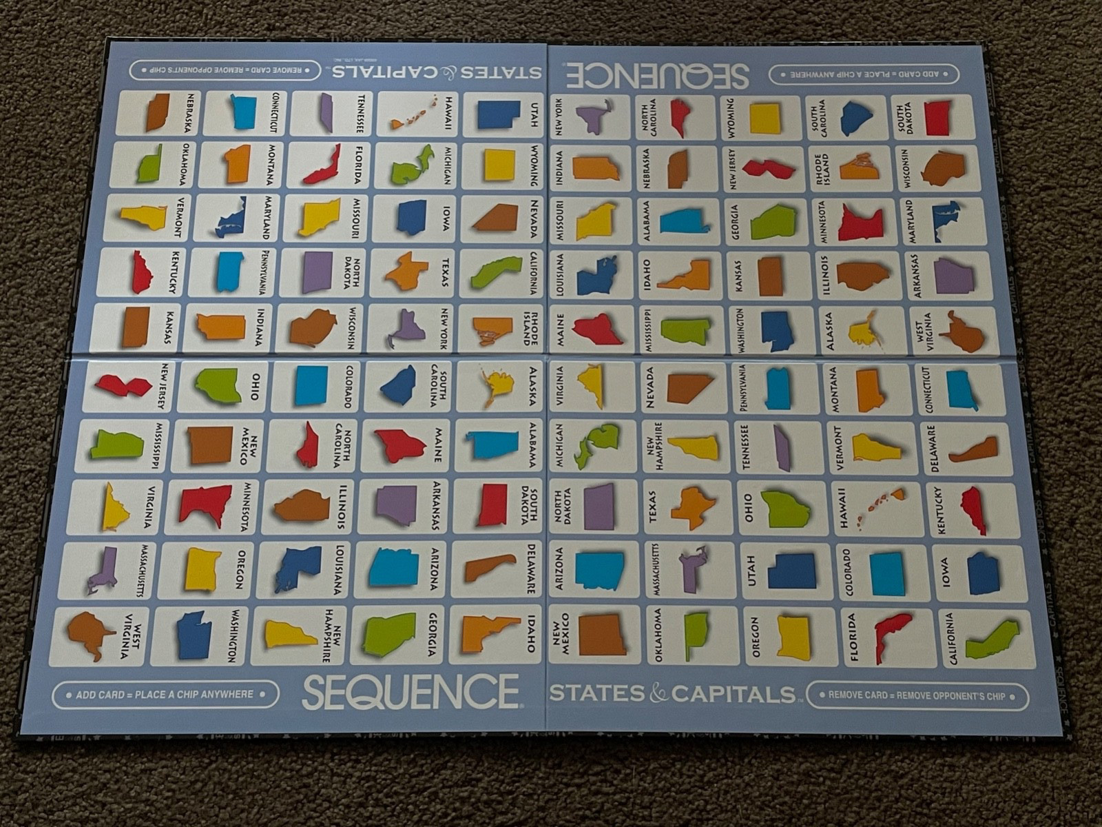 Sequence States & Capitals Board Game Jax Educational Geography 100% Complete!
