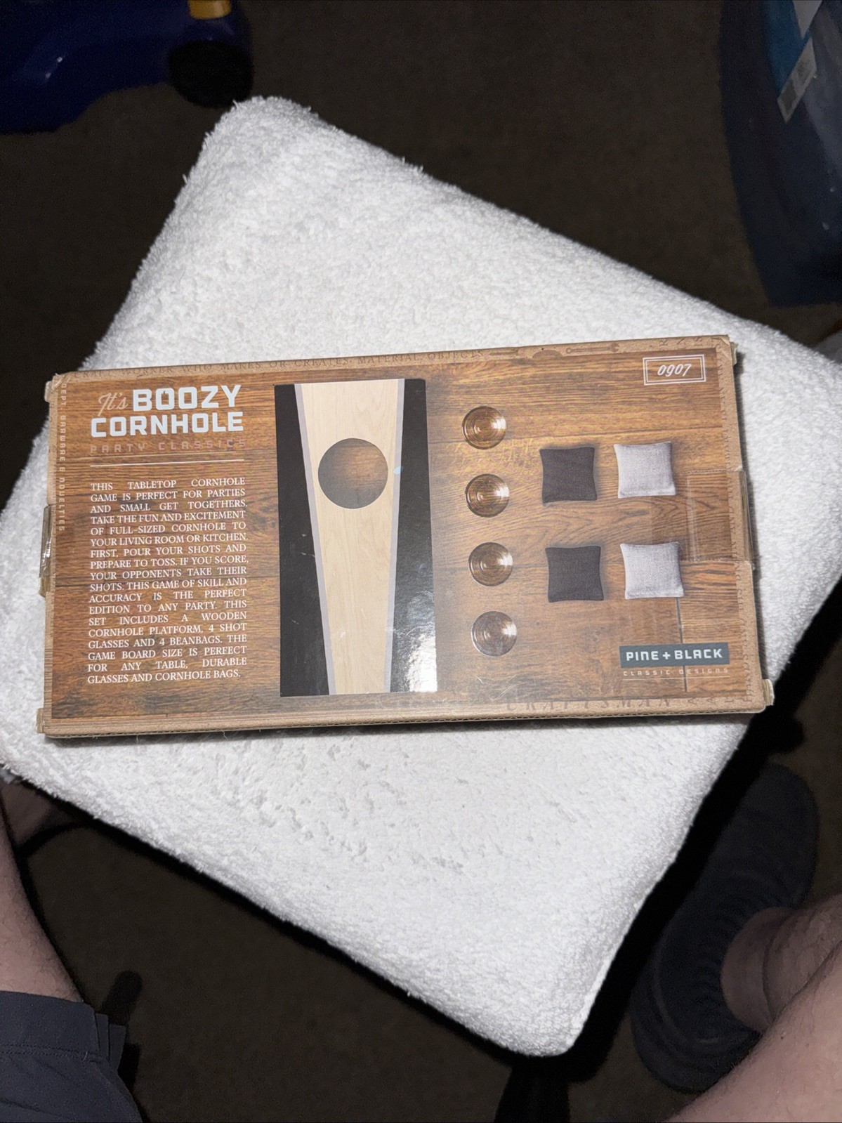 the KRAFTSMAN Co. Boozy Cornhole You Sink It, They Drink It Game