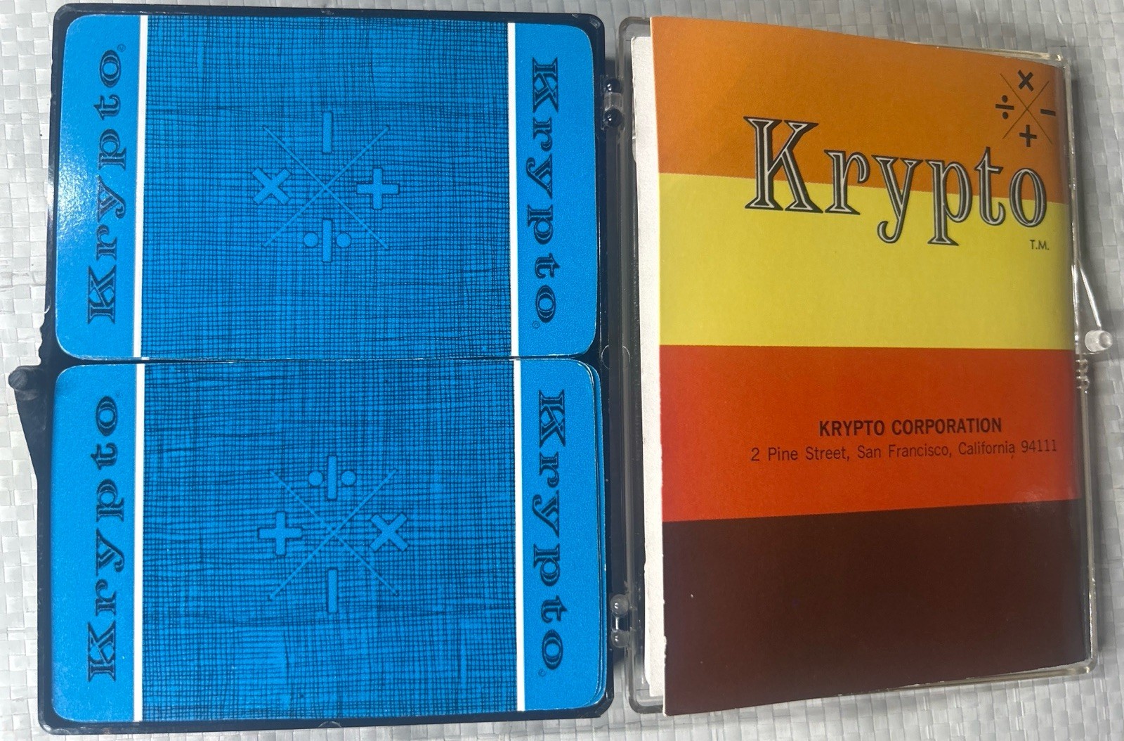Vintage 1965 Krypto Card Game Complete in Plastic Case Math Strategy Game