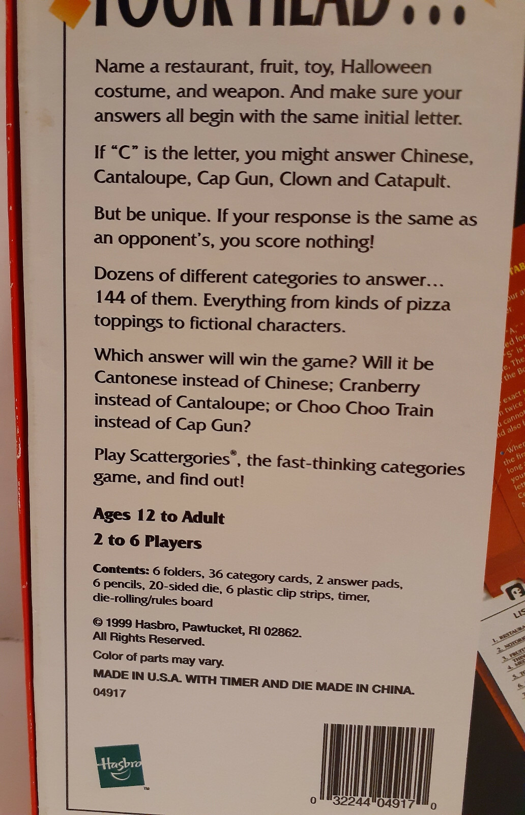 The Game Of Scattergories 1999 Edition Hasbro Complete
