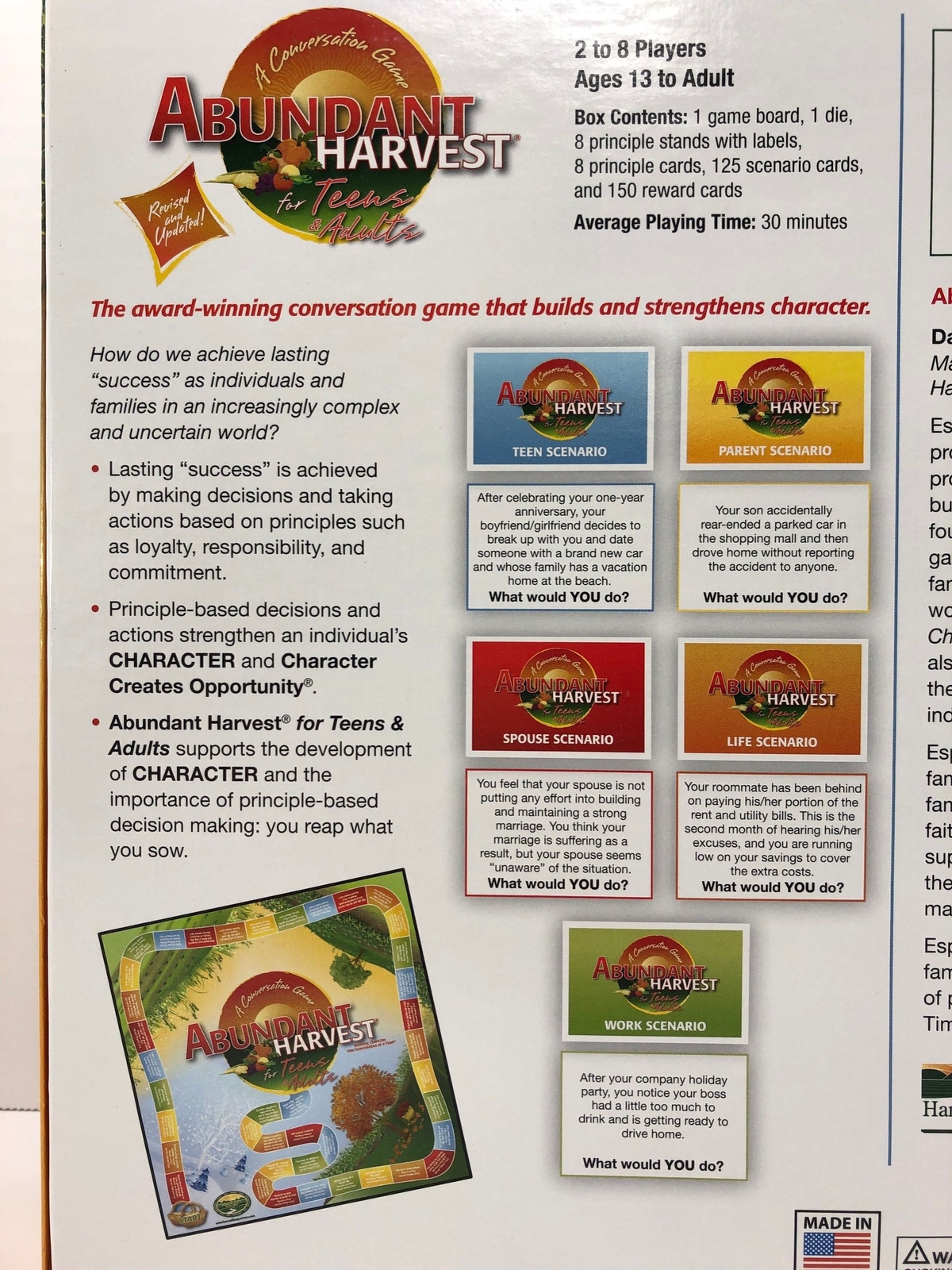 Abundant Harvest Conversation Game for Teens and Adults Loyalty Trust Courage
