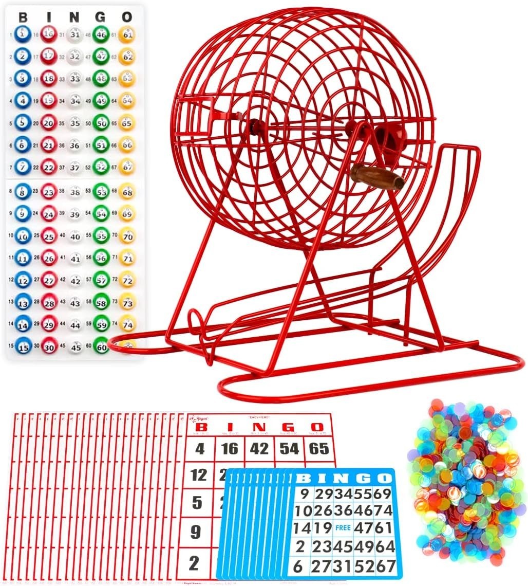Classic Red Bingo Game Kit with 75 Balls & 18 Cards – Adults