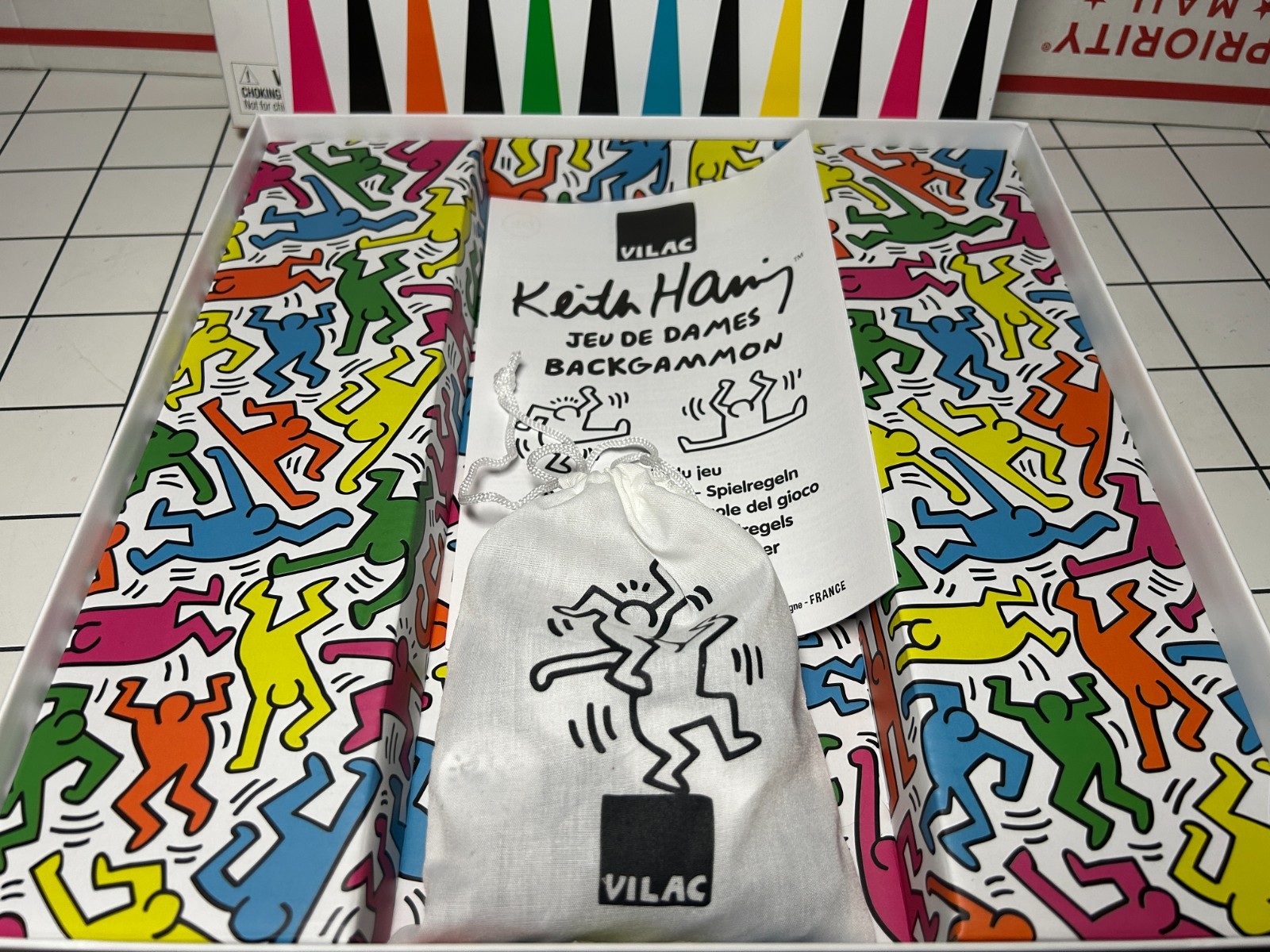 KEITH HARING Vilac Backgammon Set Jeu De Dames Complete In Box CIB Full Set Art