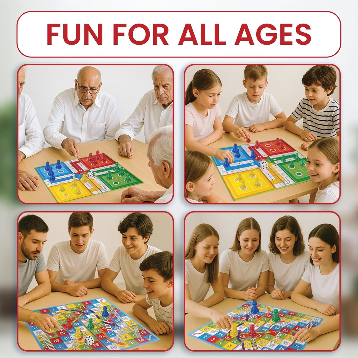 Classic Game set Little Snakes and Ladders with Ludo 2 In 1 Best 4 Kids 25X25 cm