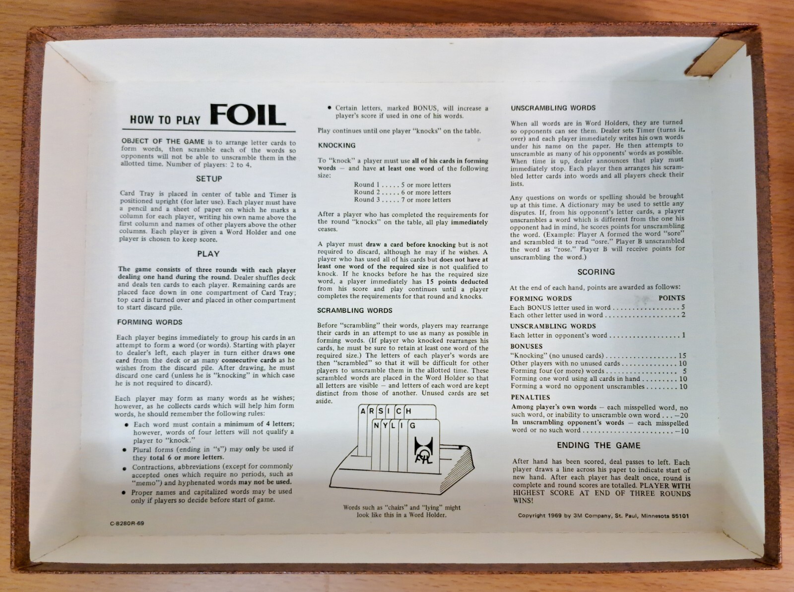 Foil 3M Bookshelf Game – 1968 – Complete Challenging Game of Words and Wits
