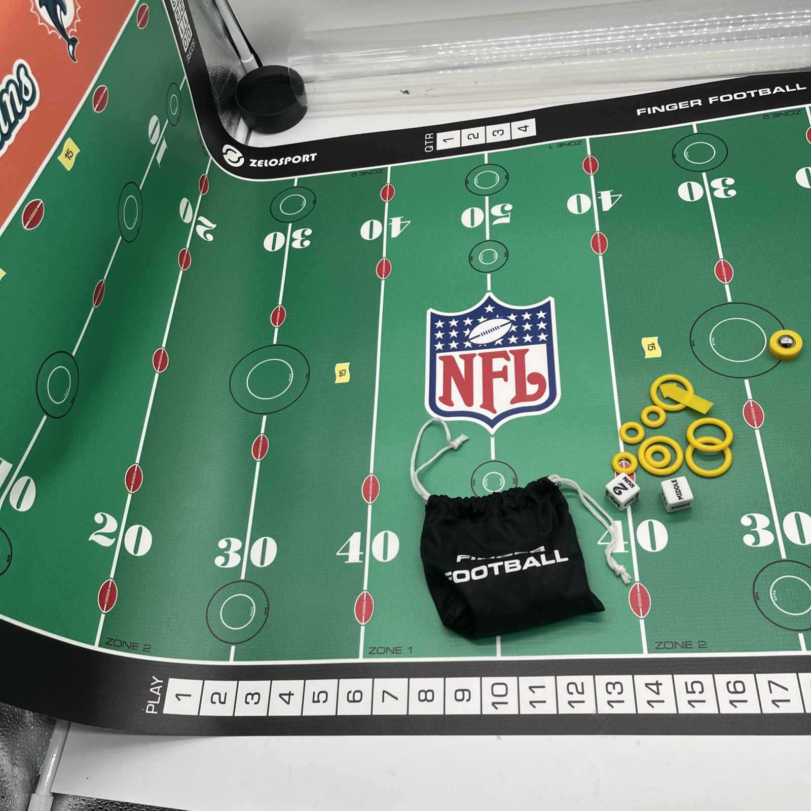 Miami Dolphins 2007 Finger Football Game Mat Pieces No Football Or Manual